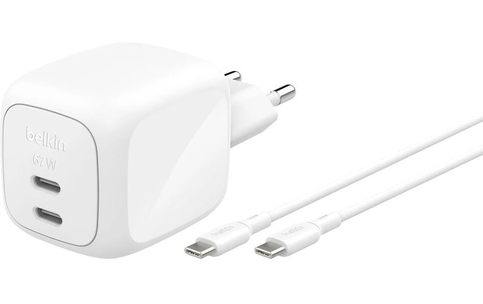 Belkin BoostCharge 67W USB-C-Ladegerät Power Delivery, PPS, 2m USB-C-Kabel, Weiss