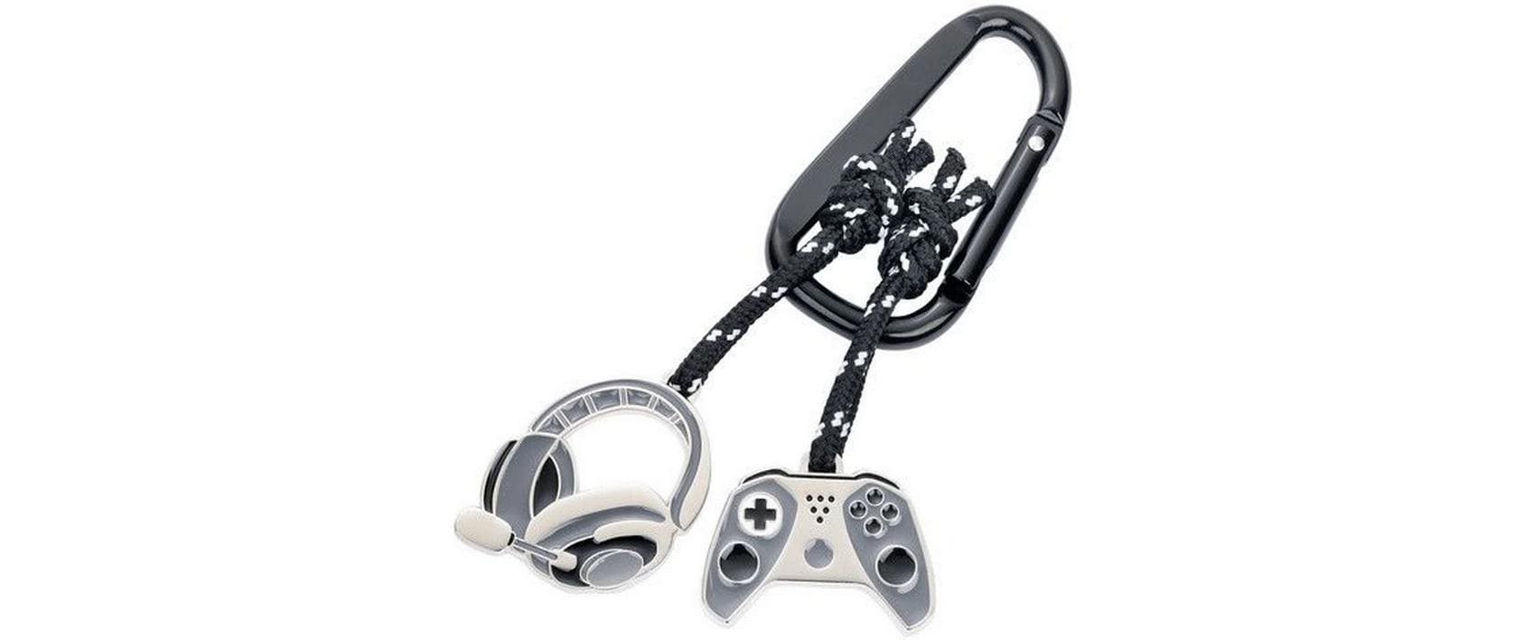 Troika Schlüsselanhänger Gaming grau/schwarz, mit Karabinenhaken