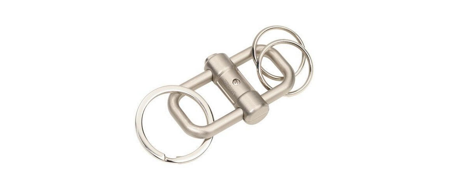 Troika Schlüsselanhänger 2 Way Key mit 3 Ringen, Schiebeverschluss, silber