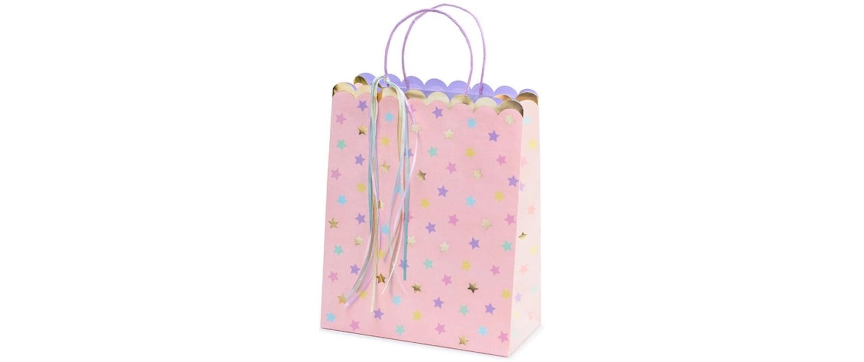 Partydeco Geschenktasche Sterne Mix, 26x32x13 cm, 1 Stück