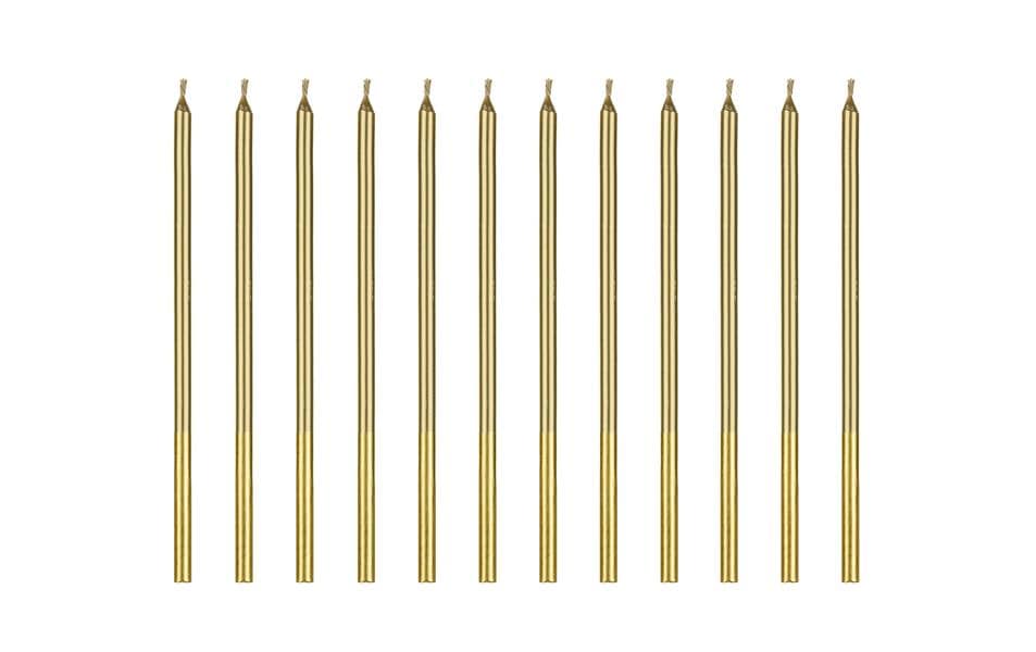 Partydeco Geburtstagskerzen glatt gold 14cm, 12 Stück