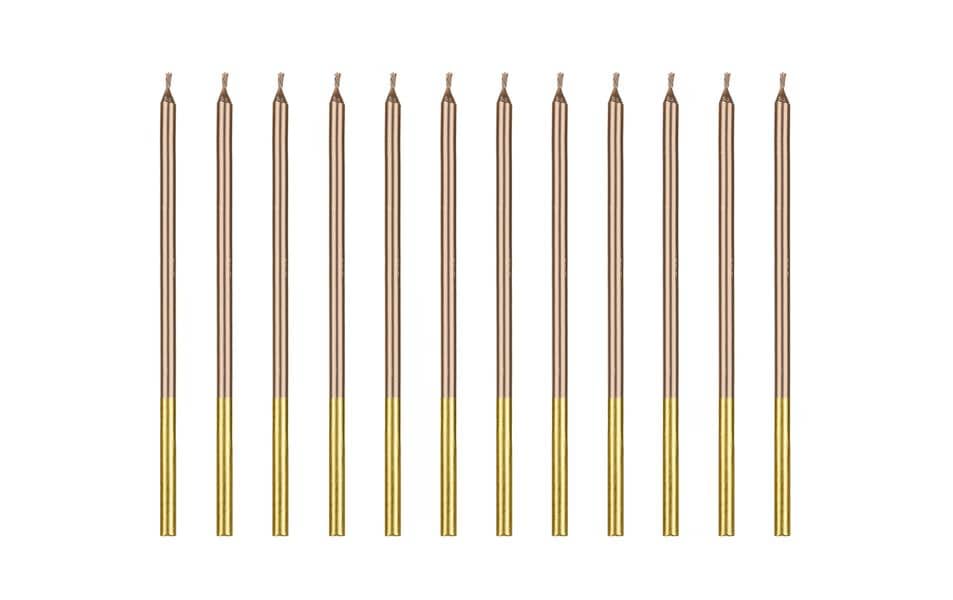 Partydeco Geburtstagskerzen glatt roségold 14cm, 12 Stück