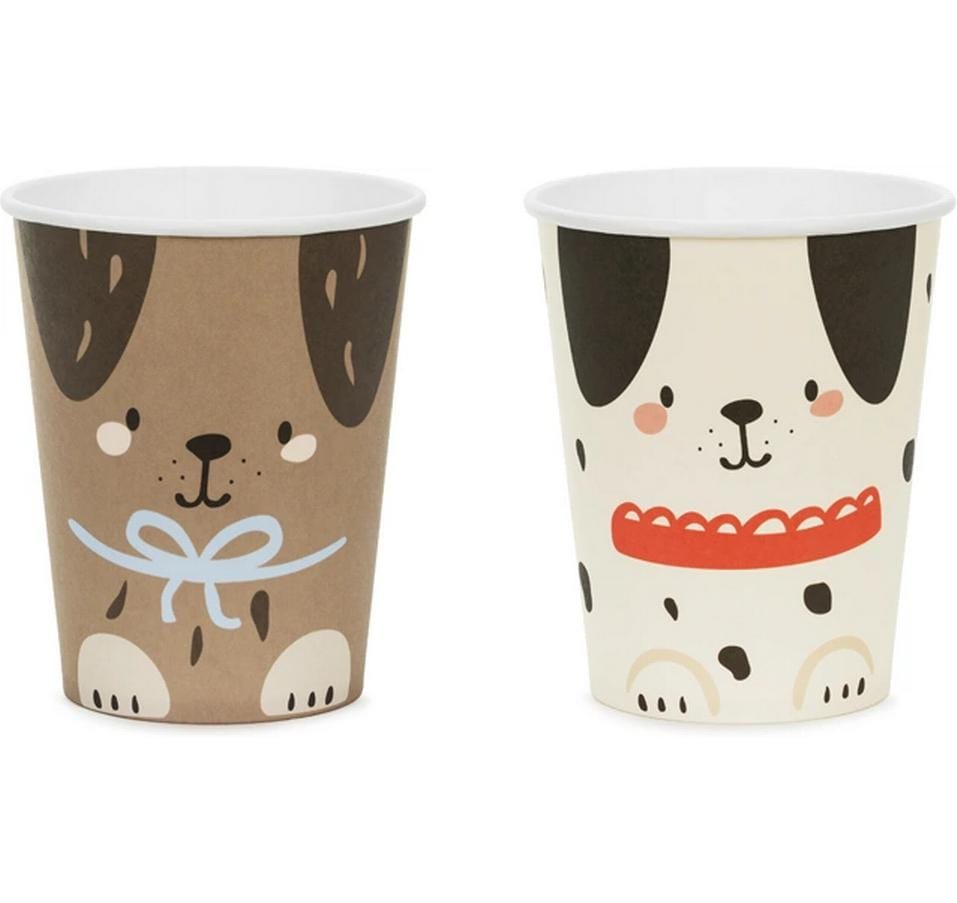 Partydeco Becher Hunde farbig, 220 ml, 6 Stück