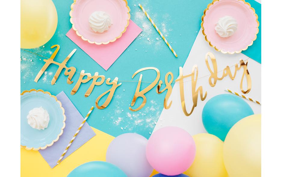 Partydeco Girlande Happy Birthday gold, H 16.5 cm, L 62 cm