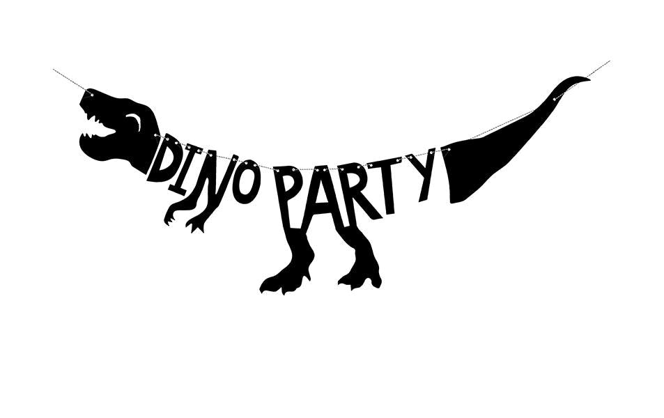 Partydeco Girlande Dino Party schwarz, 20 x 90 cm