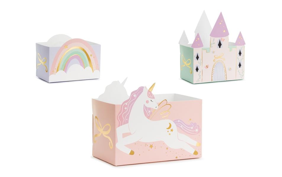 Partydeco Snackboxen Schloss mix, 12 x 7,5 cm, 6 Stk, Papier