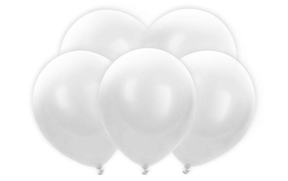 Partydeco Ballon LED weiss weiss, 30 cm, 5 Stk