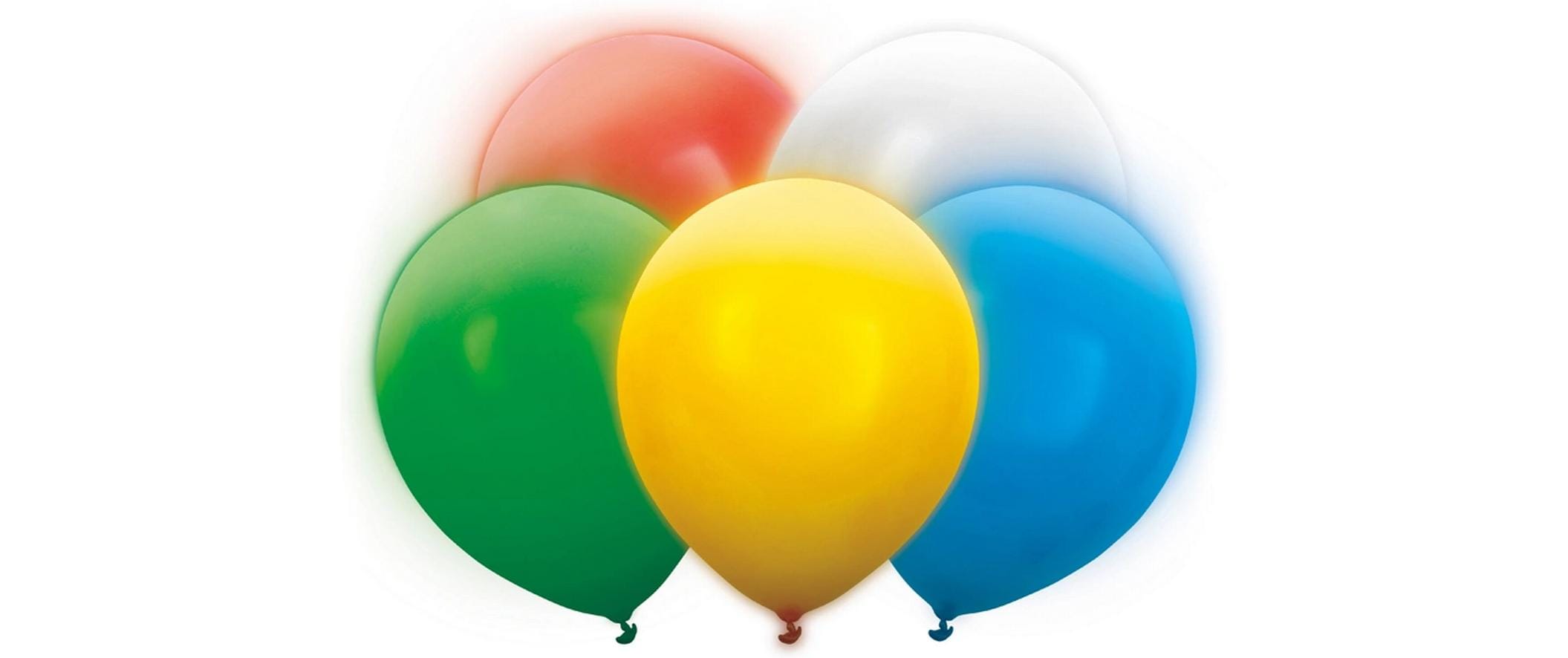 Partydeco Ballon LED farbig mix, 30 cm, 5 Stk