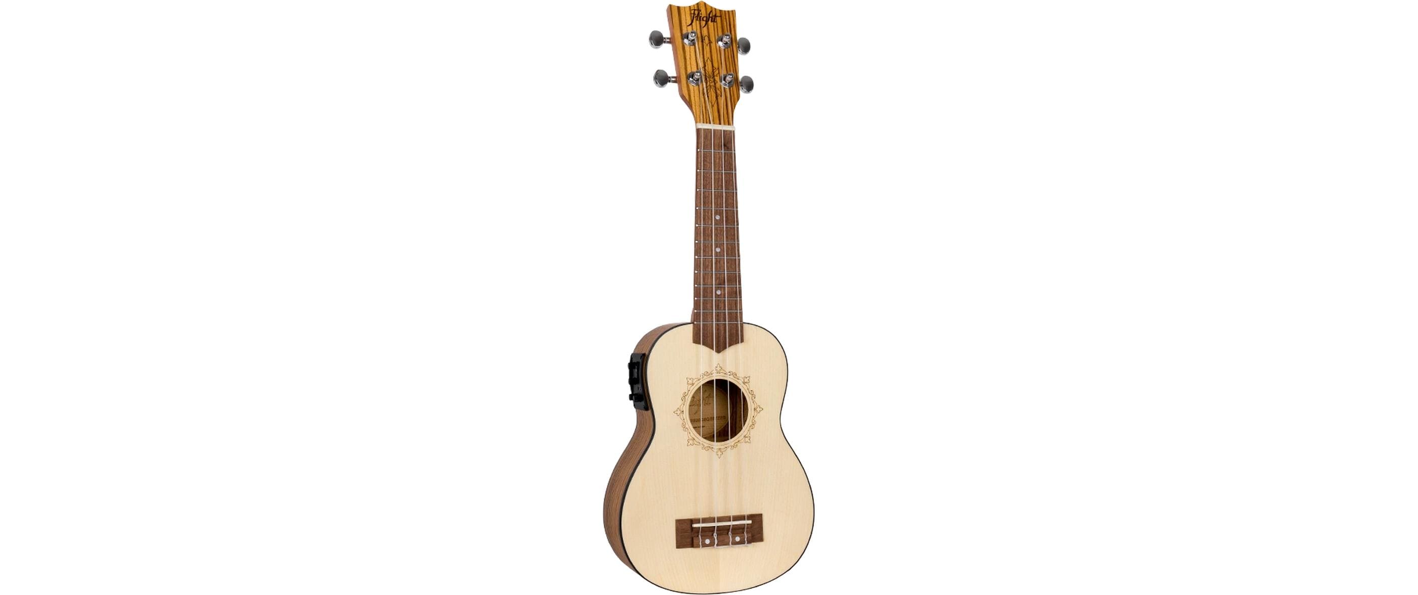 Flight Ukulele Soprano Spruce/Zebrano CEQ Ukulele, Gigbag, PU