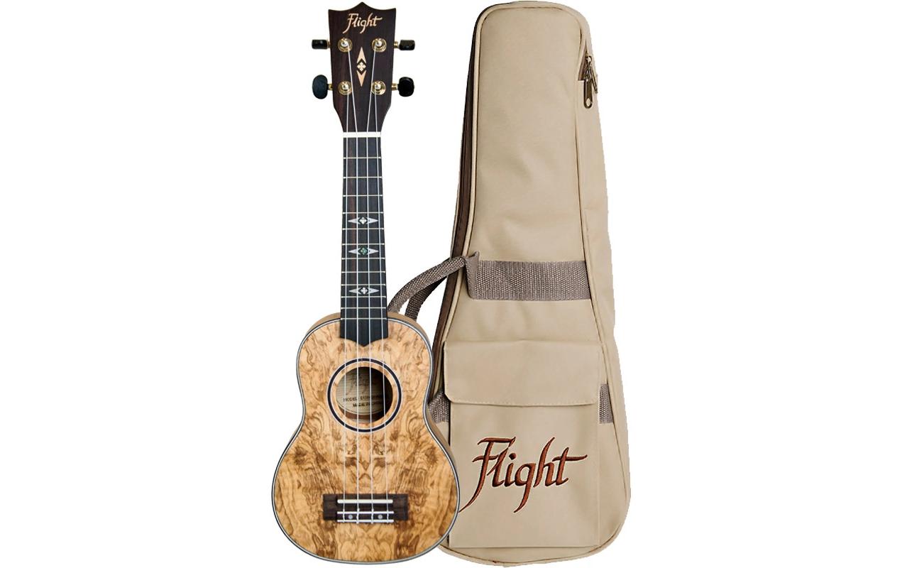 Flight Ukulele Soprano - Quilted Ash Ukulele, Gigbag