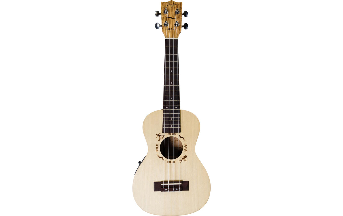 Flight Ukulele Concert Spruce/Zebrano CEQ Ukulele, Gigbag, PU