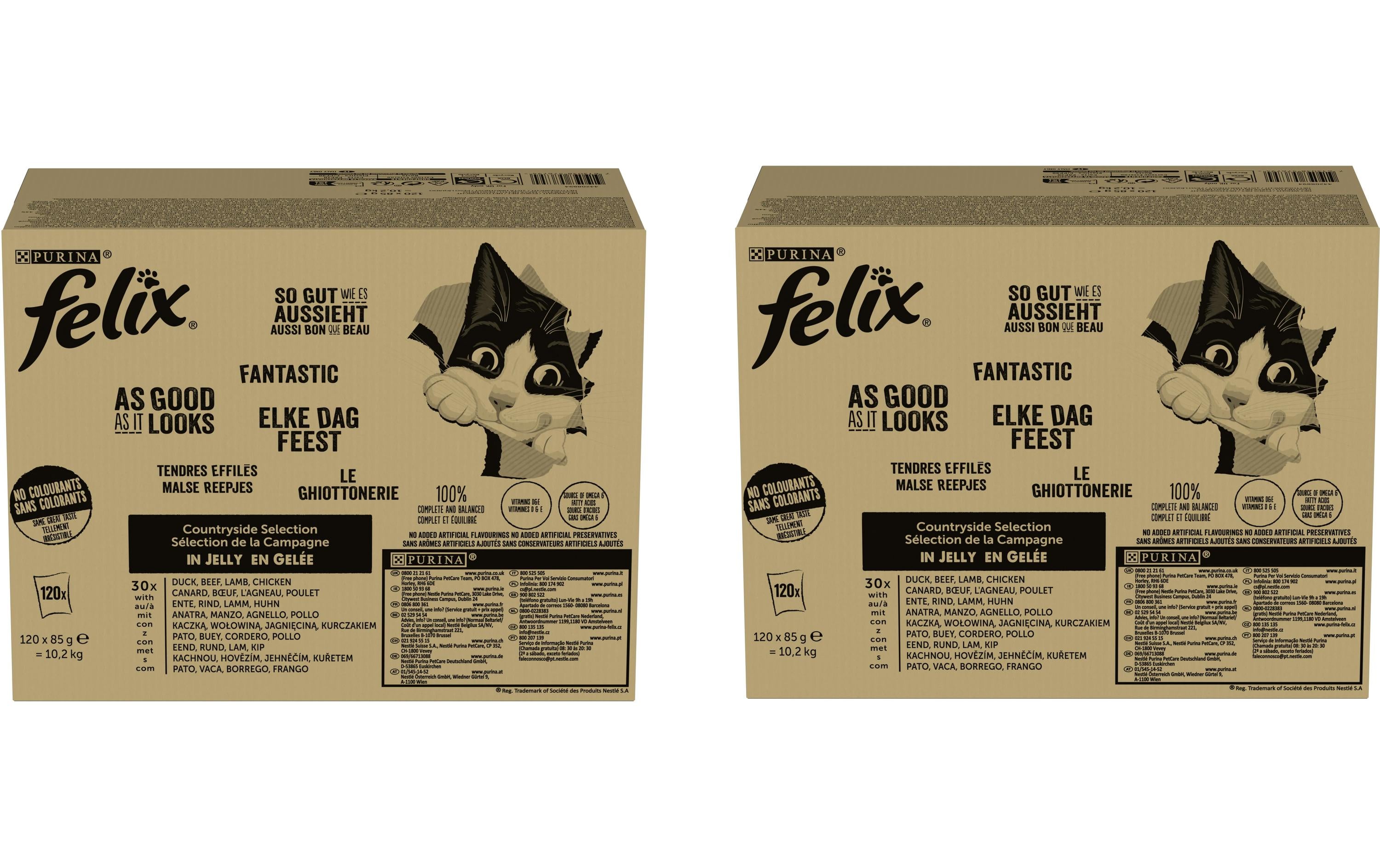 Felix AGAIL Fleisch 2x120x85g Rind, Huhn, Ente, Lamm
