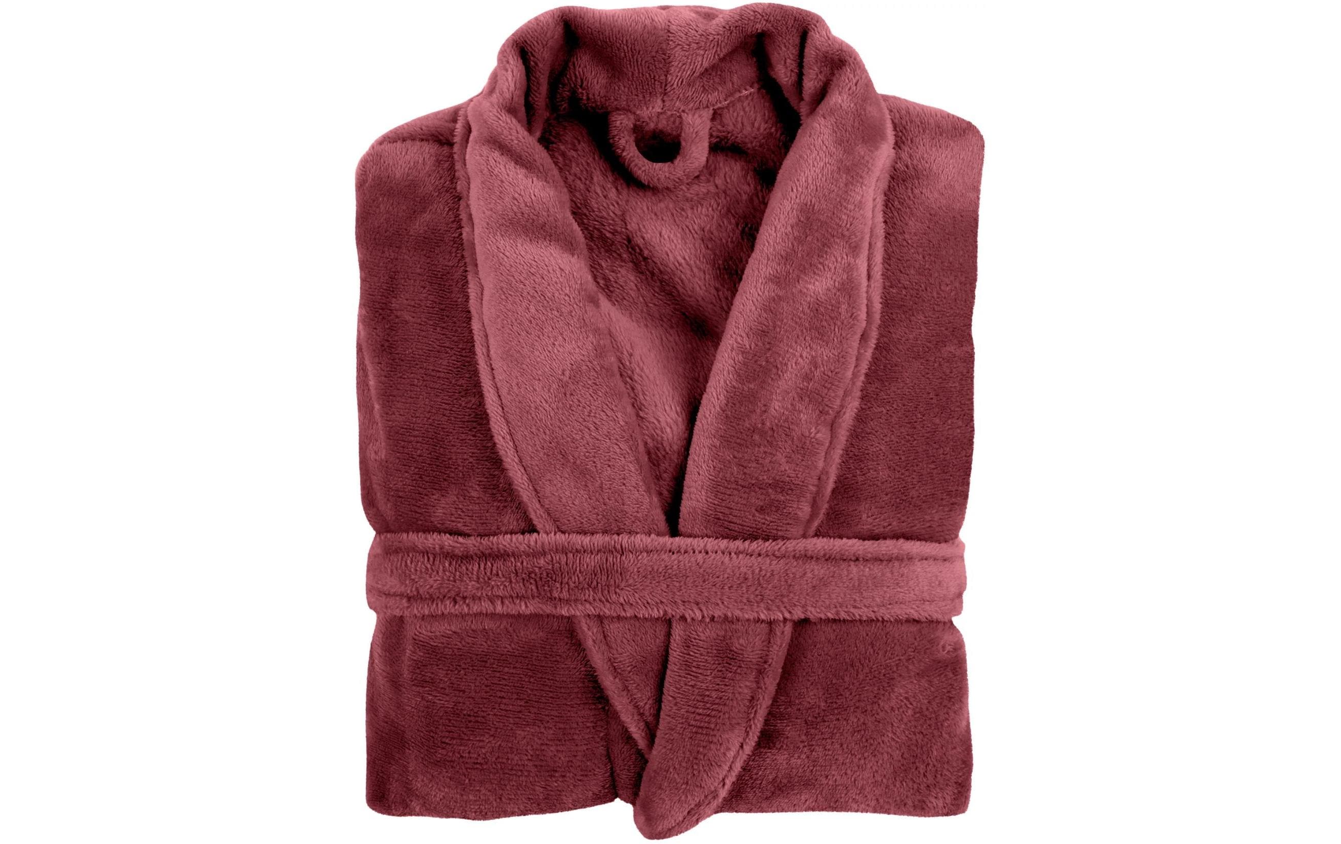 Tiseco Bademantel COSY unisex bordeaux S/M Mikroflanell