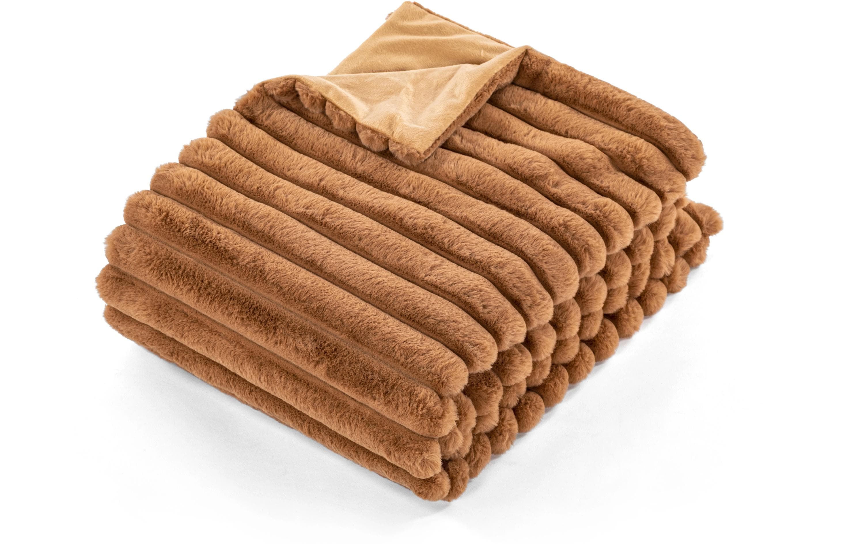 Tiseco Decke Rabbit Stripe 130x170 cm camel