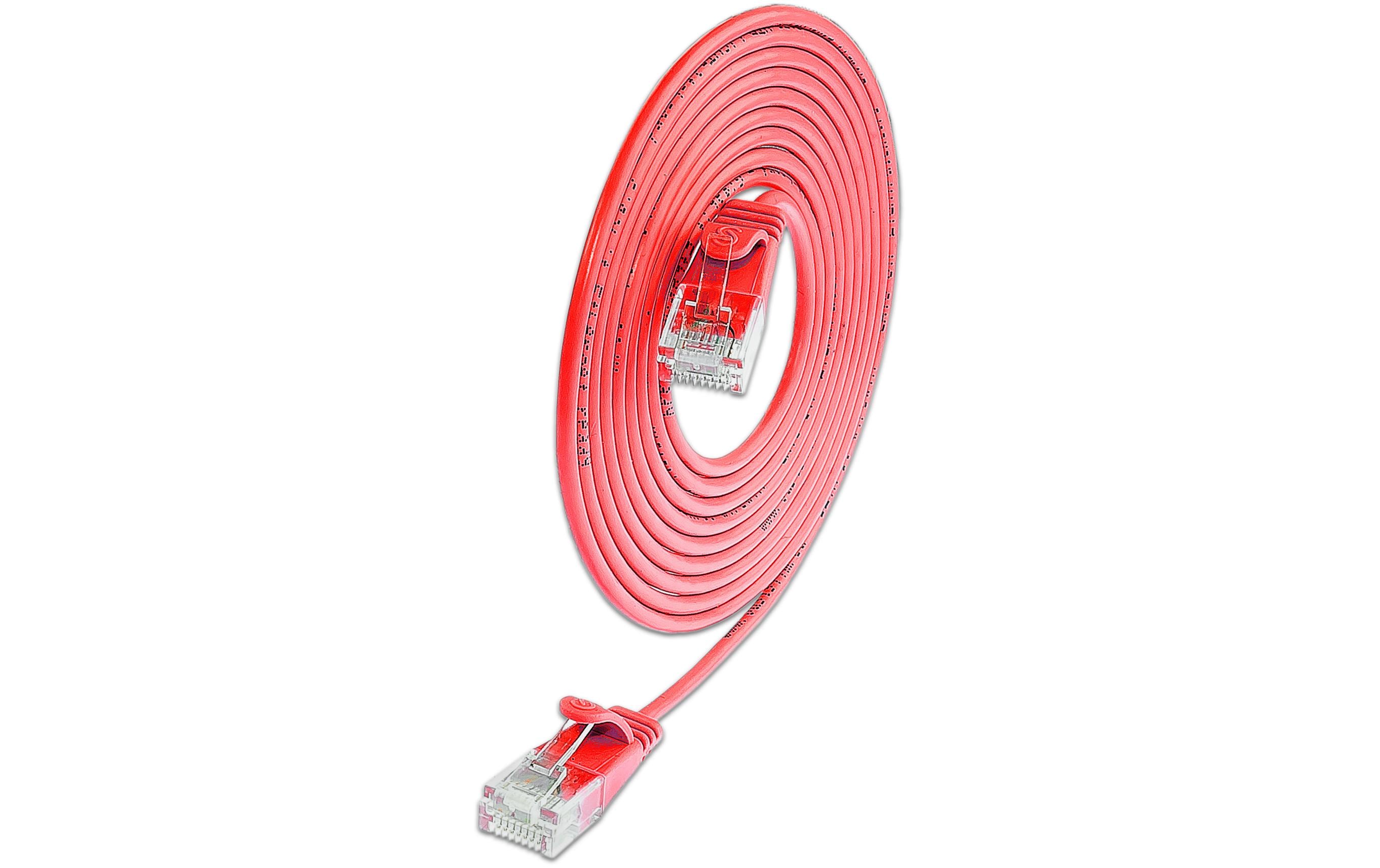 SLIM Patchkabel: U/UTP, 2m, rot Cat.6A, LSOH, Klinke nicht brechbar, 3.6mm