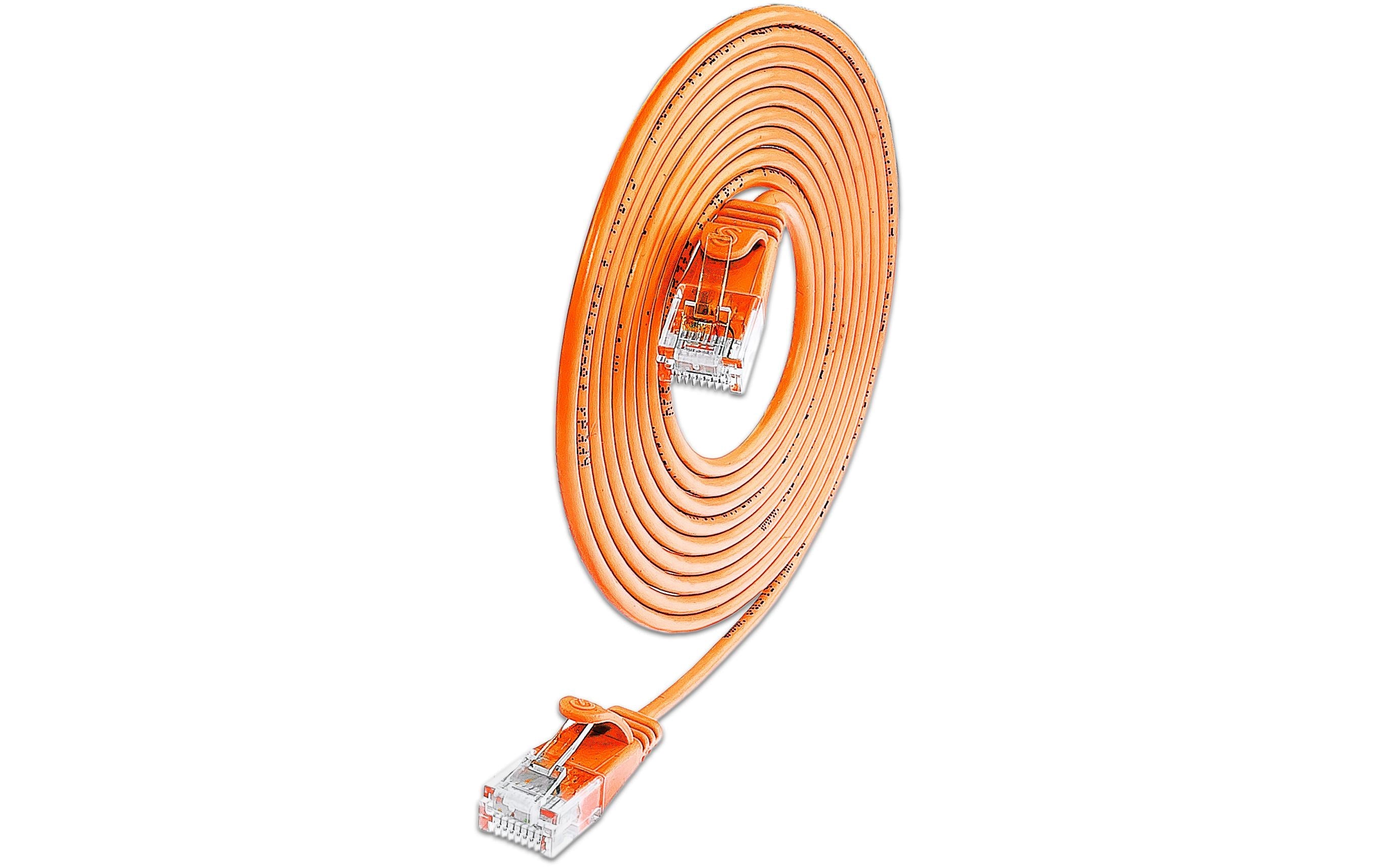 SLIM Patchkabel: U/UTP, 7.5m, orange Cat.6A, LSOH, Klinke nicht brechbar, 3.6mm