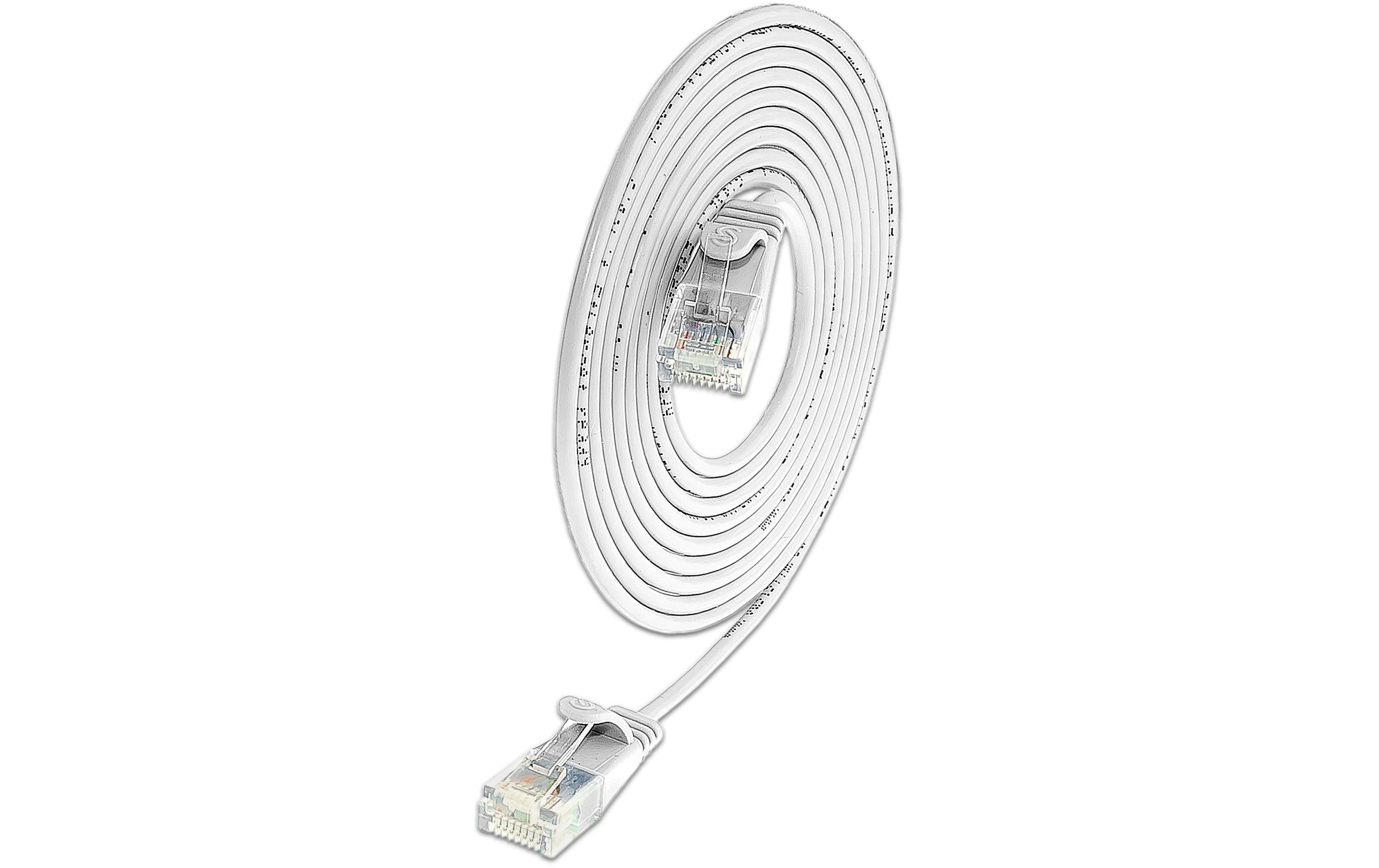 SLIM Patchkabel: U/UTP, 10cm, weiss Cat.6A, LSOH, Klinke nicht brechbar, 3.6mm