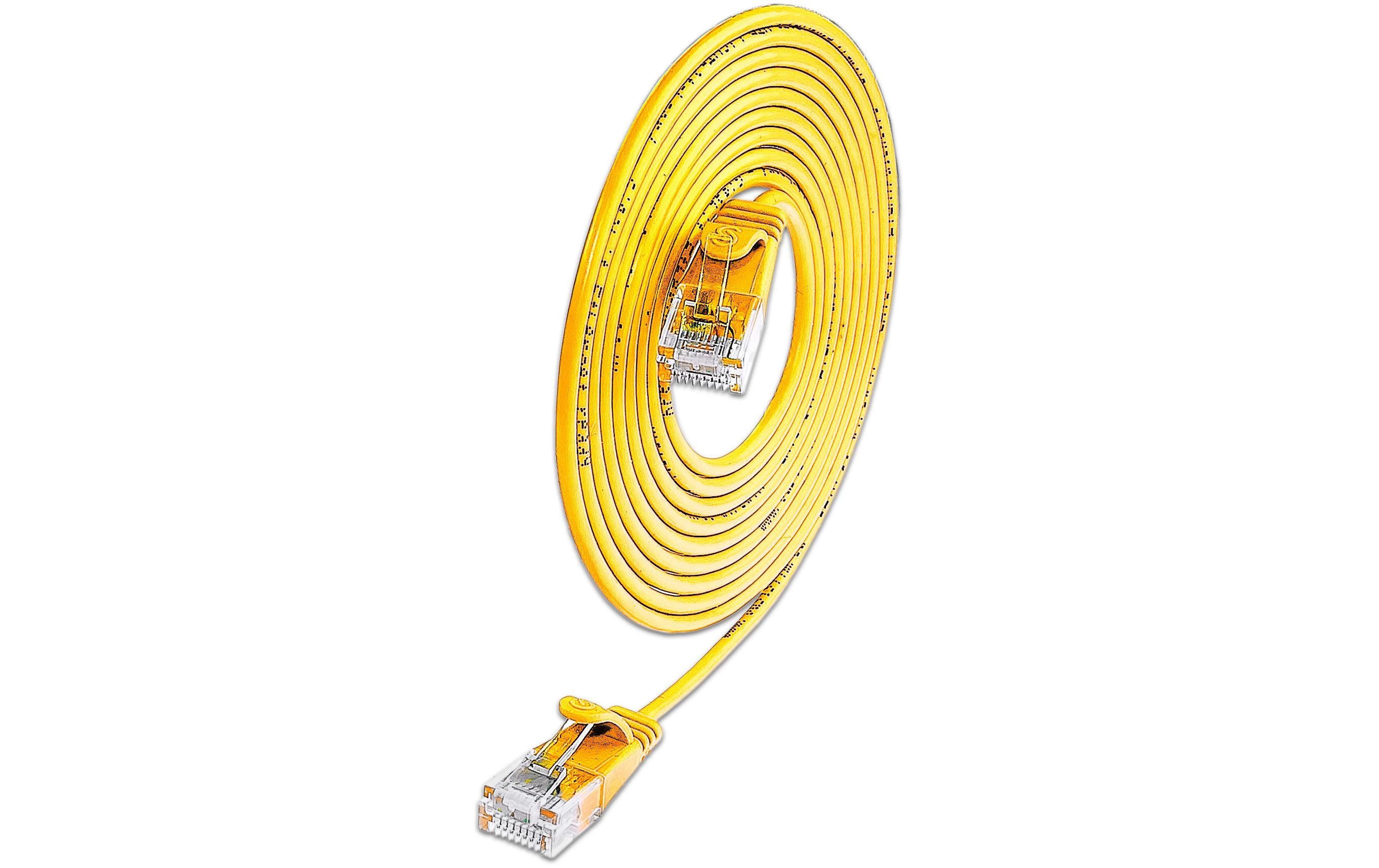 SLIM Patchkabel: U/UTP, 7.5m, gelb Cat.6A, LSOH, Klinke nicht brechbar, 3.6mm
