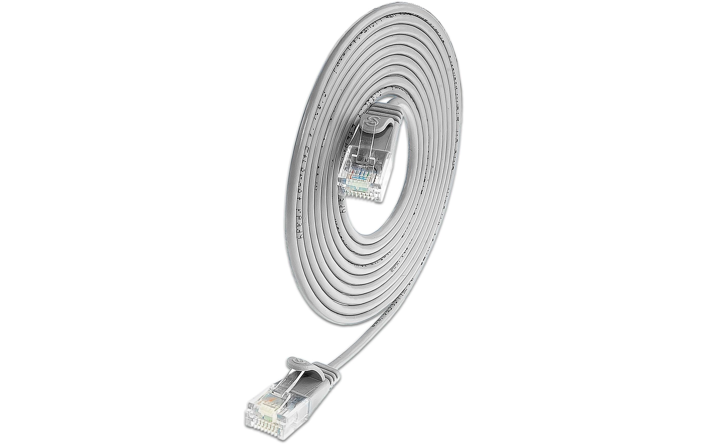 SLIM Patchkabel: U/UTP, 2m, grau Cat.6A, LSOH, Klinke nicht brechbar, 3.6mm