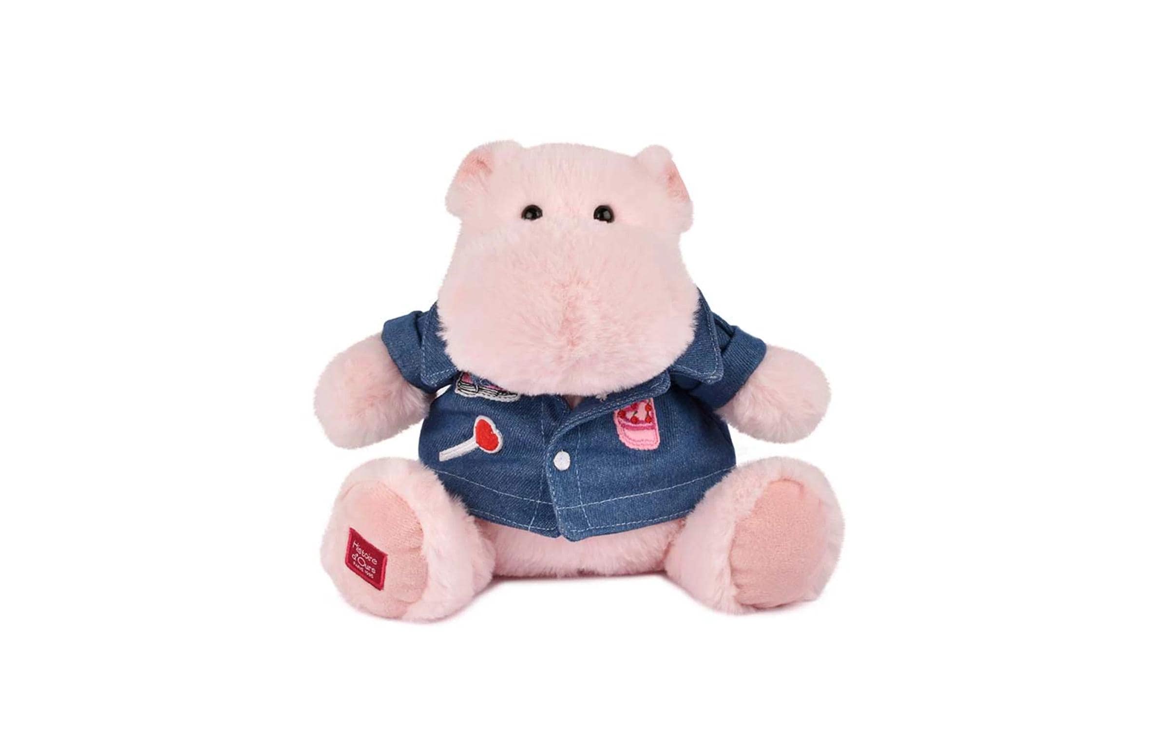 Hippo rosa mit Jeansjacke 20cm