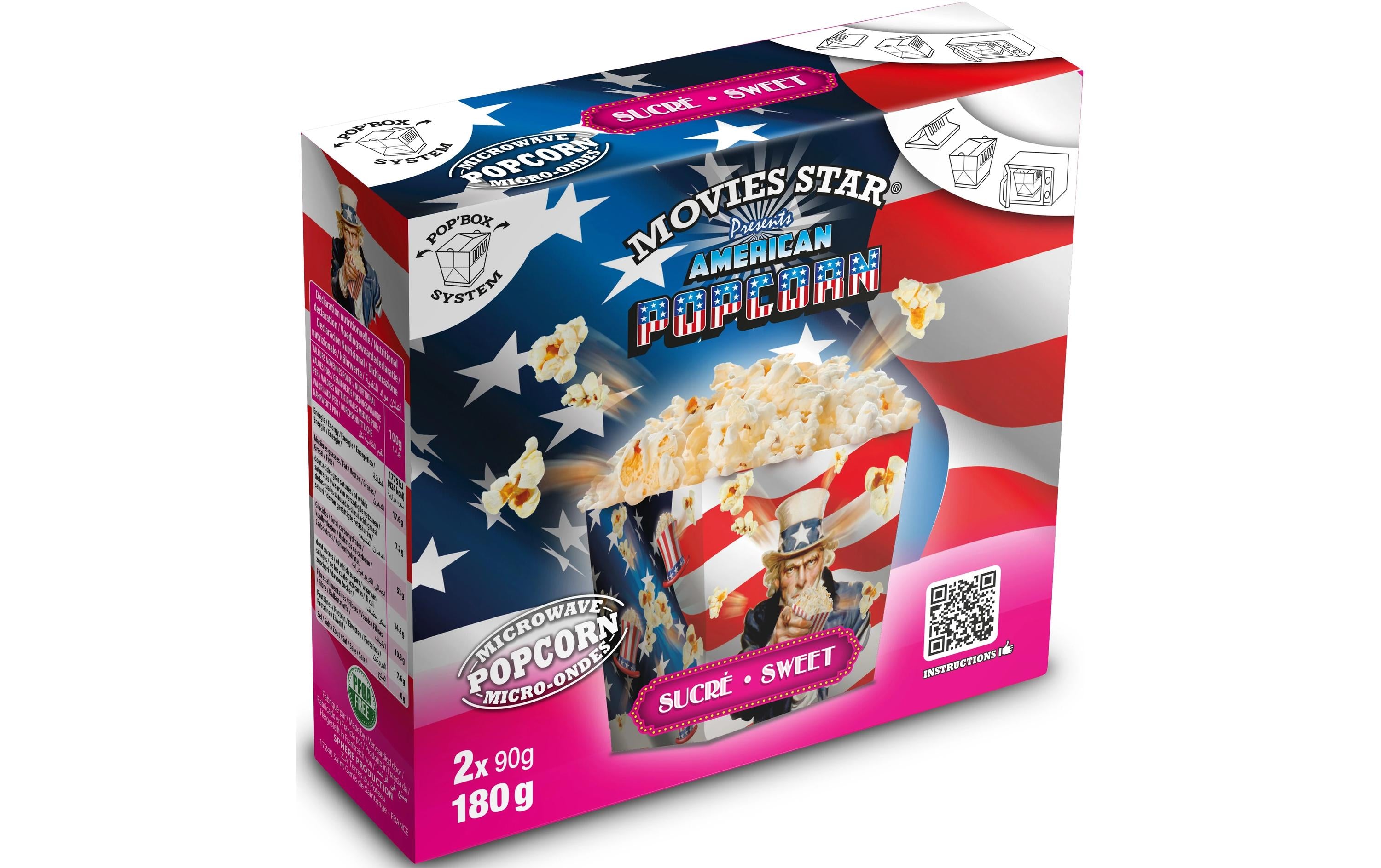 Pop Box Mikrowellen Popcorn Zucker 2 x 90 g