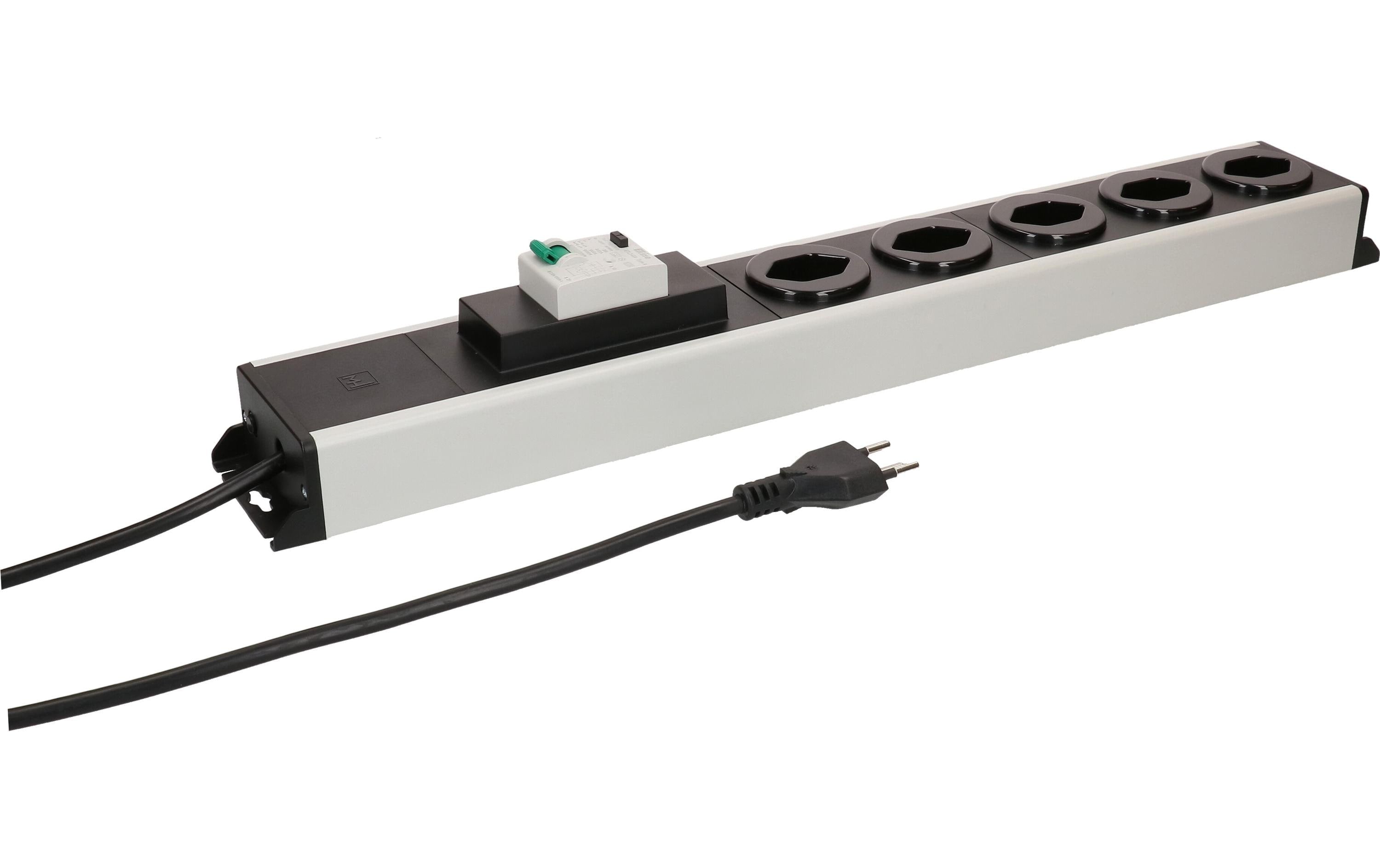 Steckdosenleiste Power Line 5x Typ 13 gr/sw FI 30mA / 10A 1.5m