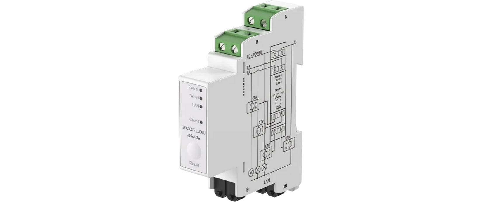 EcoFlow Shelly Smart Meter Black 3-Phasen LAN/WLAN Leistungsmessgerät