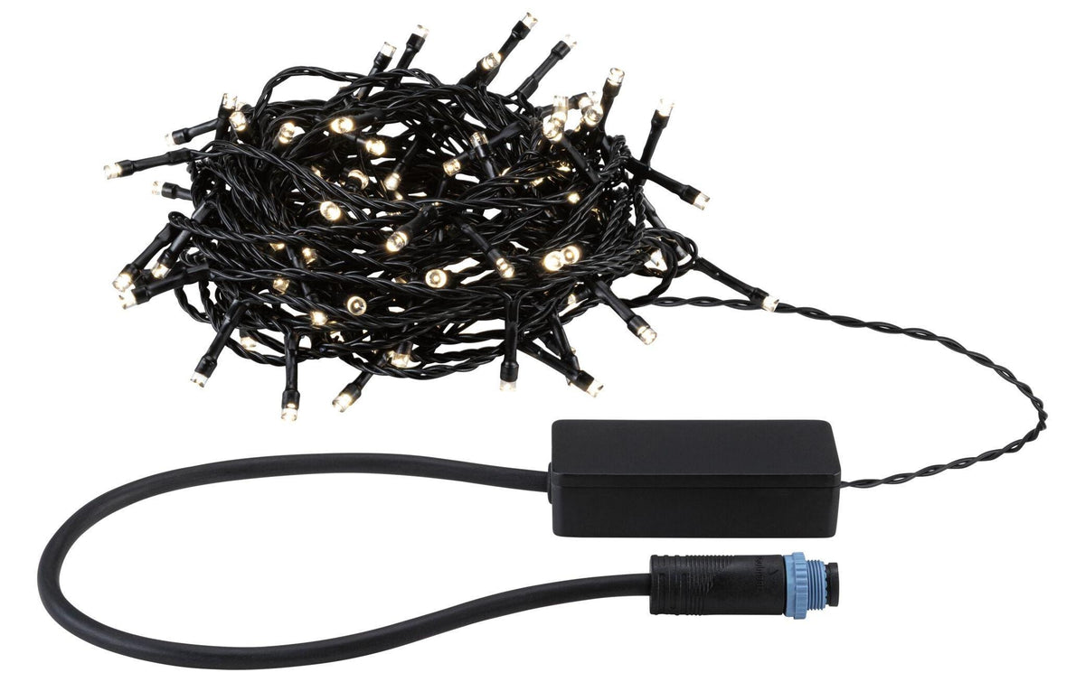 Plug & Shine LED Lichterkette Yuna WM Yuna Warmweiss 12,4m IP44 2,5W Schwarz
