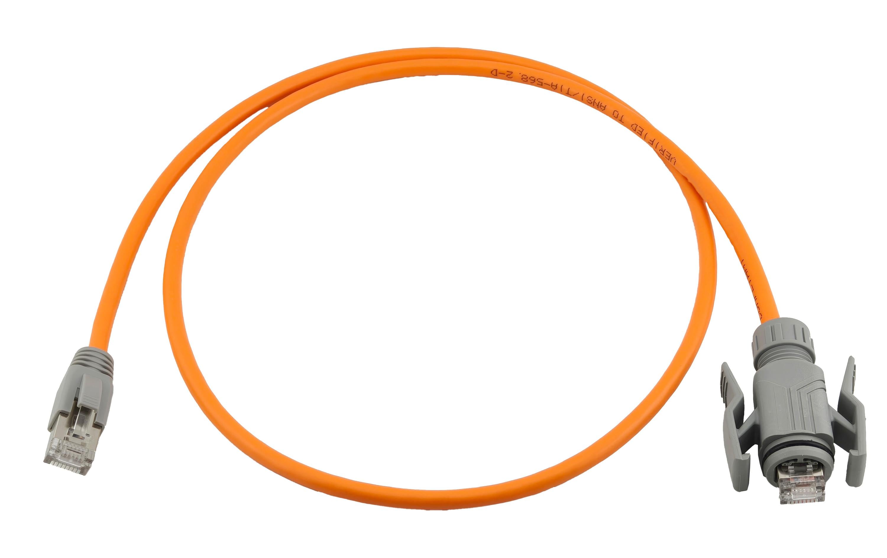 Wirewin Patchkabel: S/FTP, 7.5m, orange Cat.6A, PUR, 6mm, RJ45 (IP67) - RJ45