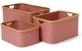 Lumaland Bambus Aufbewahrungsbox Set 3 Stk. Rosa Rechteckig