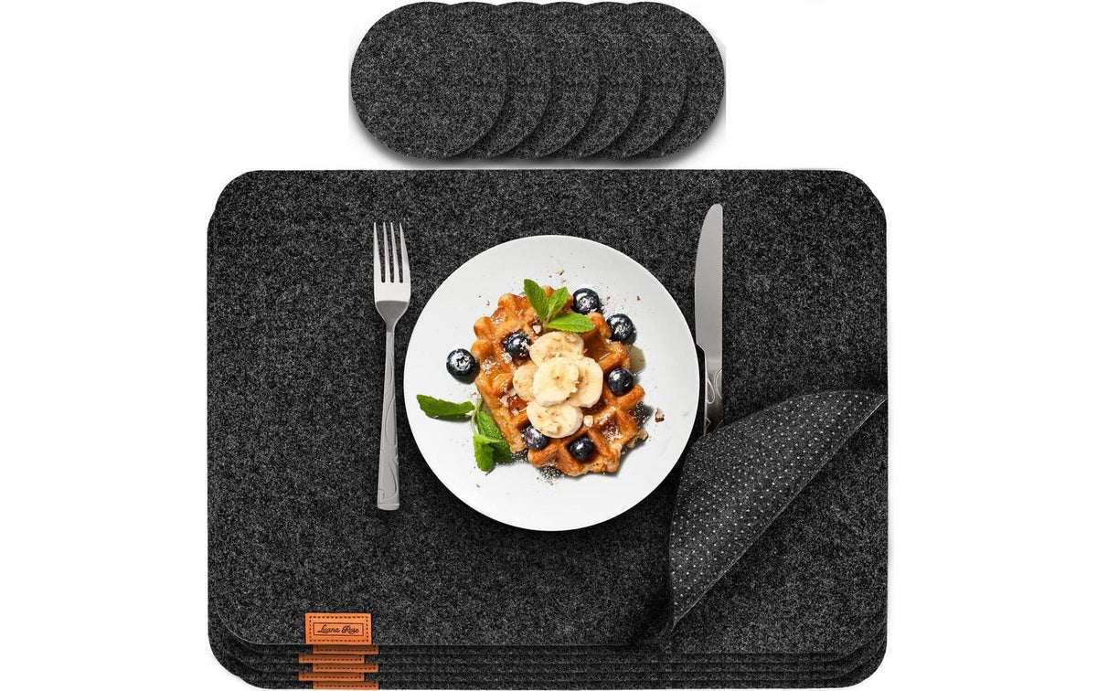LuanaRose Tischset Filz 12er-Set anthrazit 44x32cm, Tischuntersetzer, Glasuntersetzer