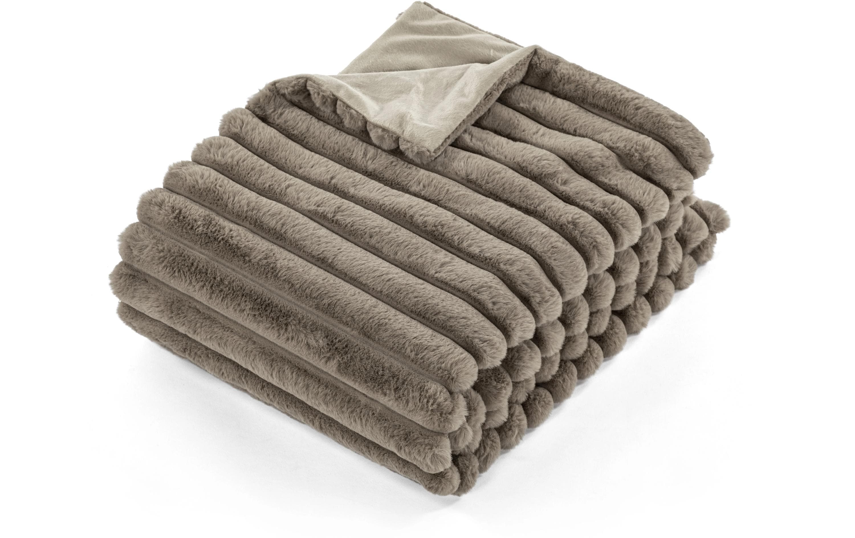 Tiseco Decke Rabbit Stripe 130x170 cm taupe