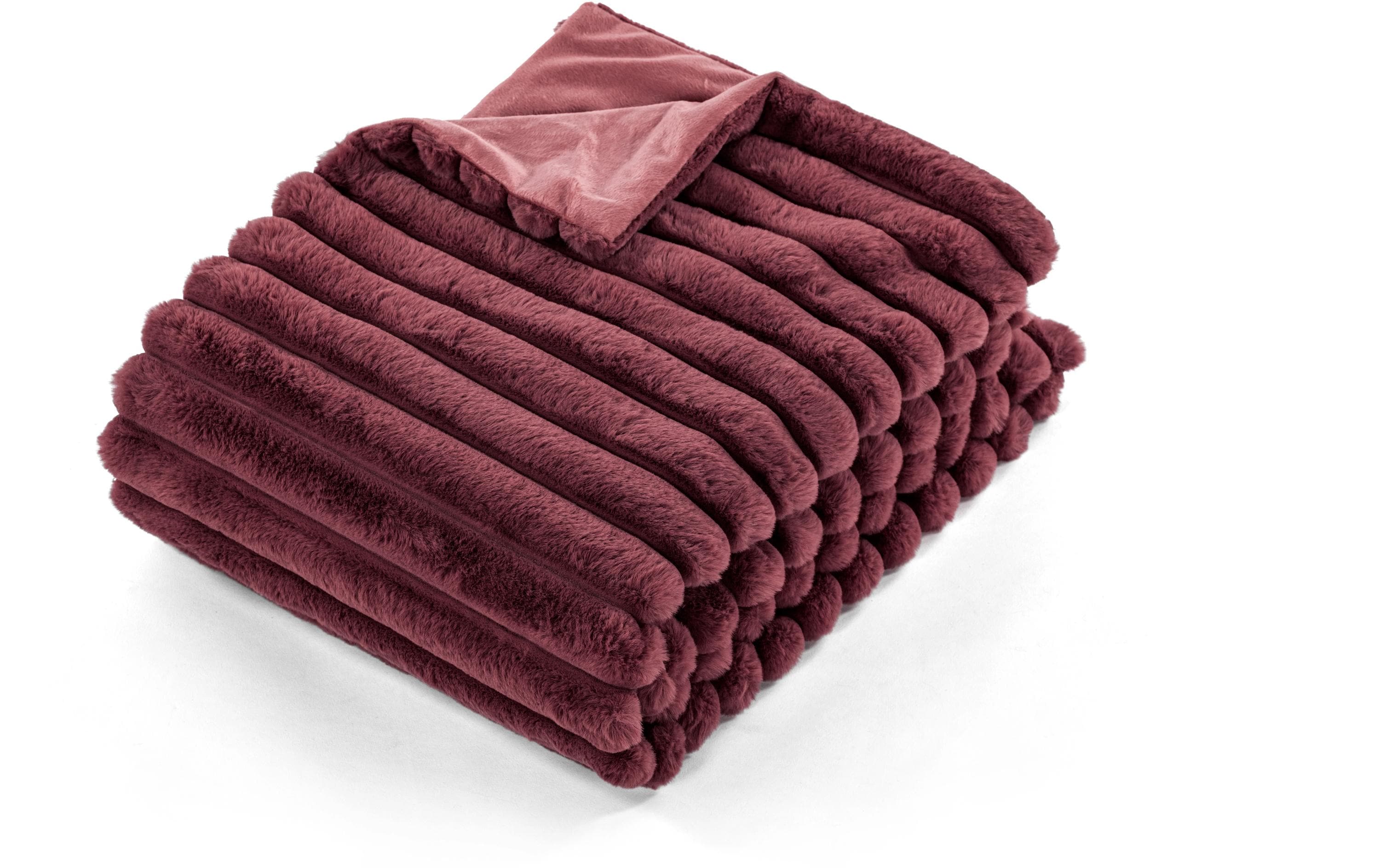 Tiseco Decke Rabbit Stripe 130x170 cm bordeaux
