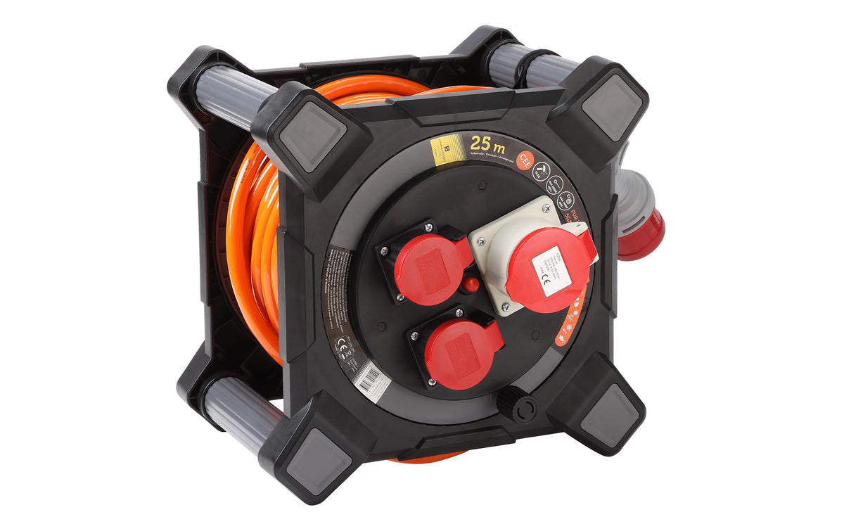 Kabelbox Kunststoff CEE 5P 16A IP44 25m EPR-PUR 5x.2.5mm2 1xCEE16/5 2xT25 IK08