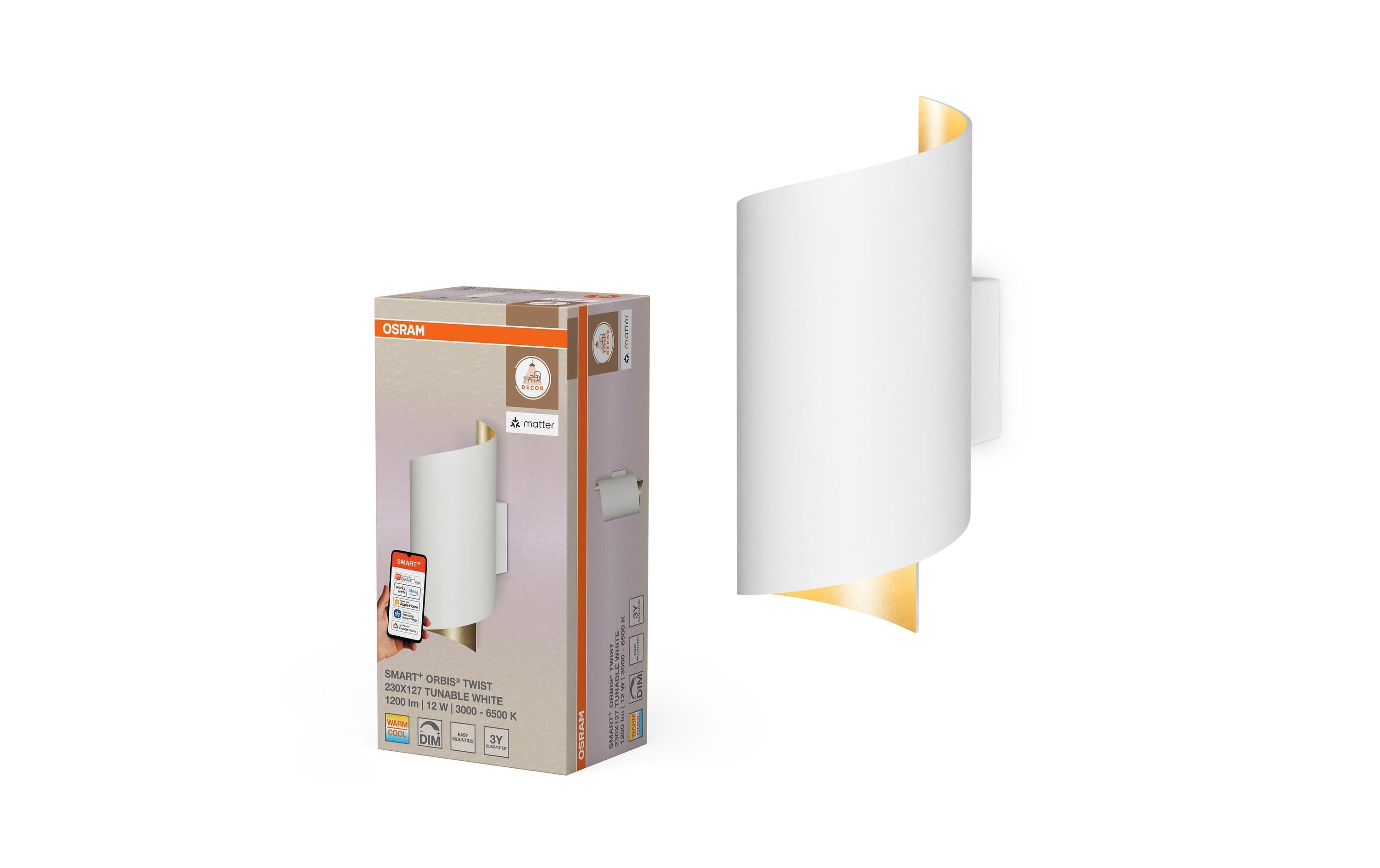 Osram SMART+ Orbis Wall Wall lamp Twist white TW 200mm x 112mm