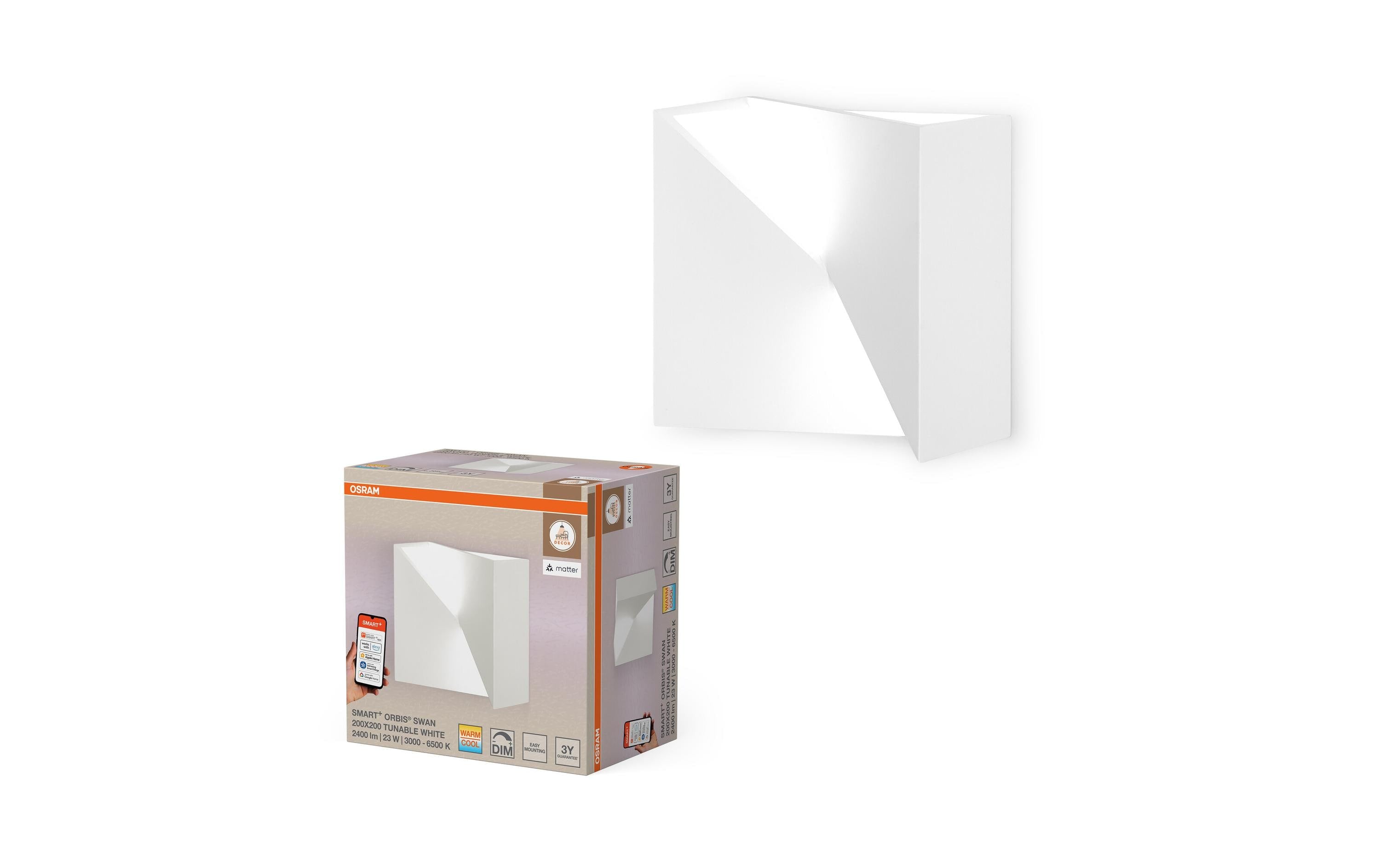 Osram SMART+ Orbis Wall Wall lamp Swan Square white TW 200mm x