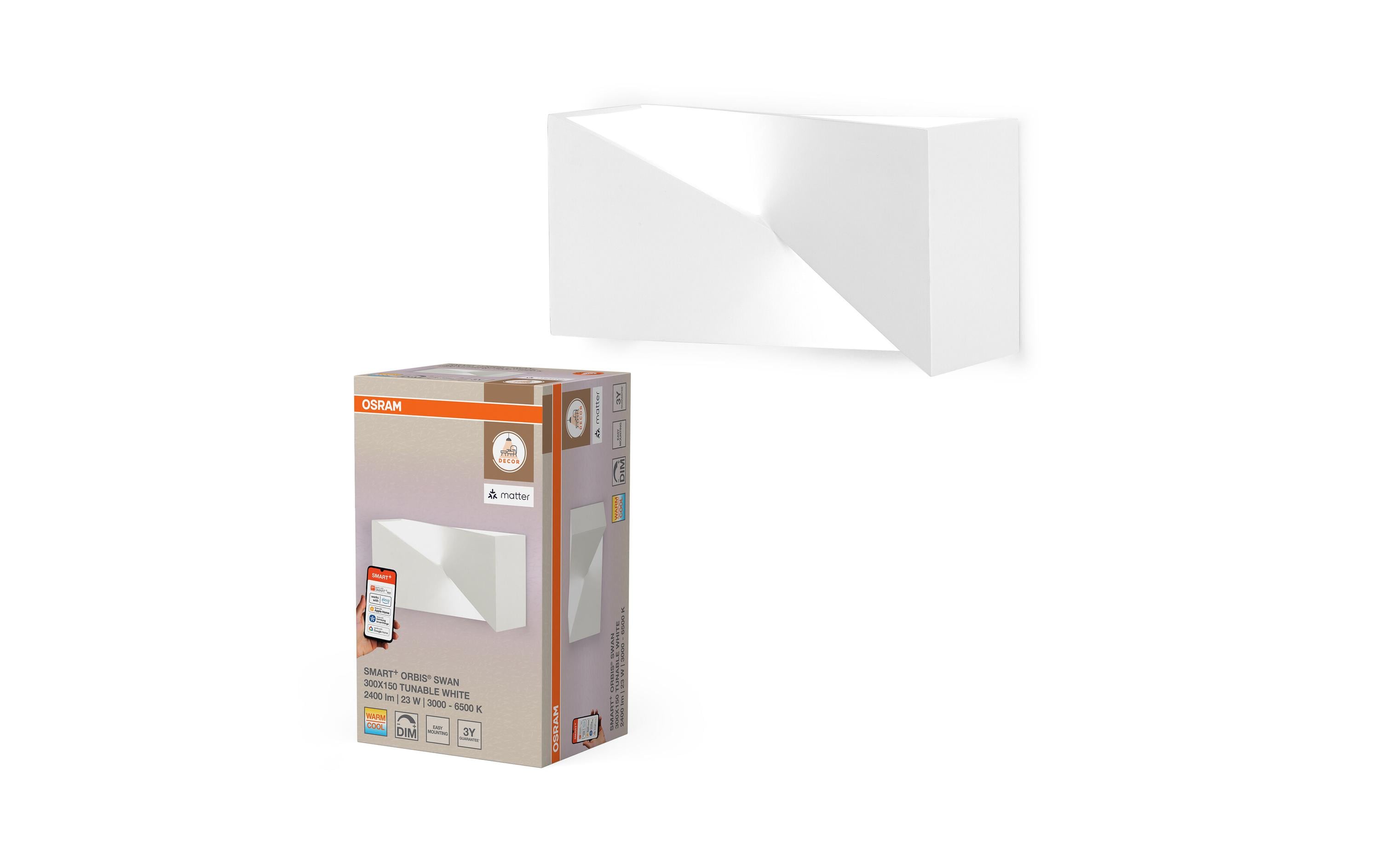 Osram SMART+ Orbis Wall Wall lamp Swan rectangular TW 300mm x 150mm