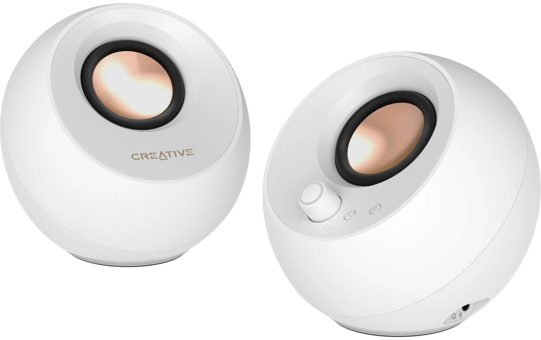 Creative Pebble Pro, 2.0 Lautsprecher Bluetooth 5.3, USB Audio, RGB, weiss