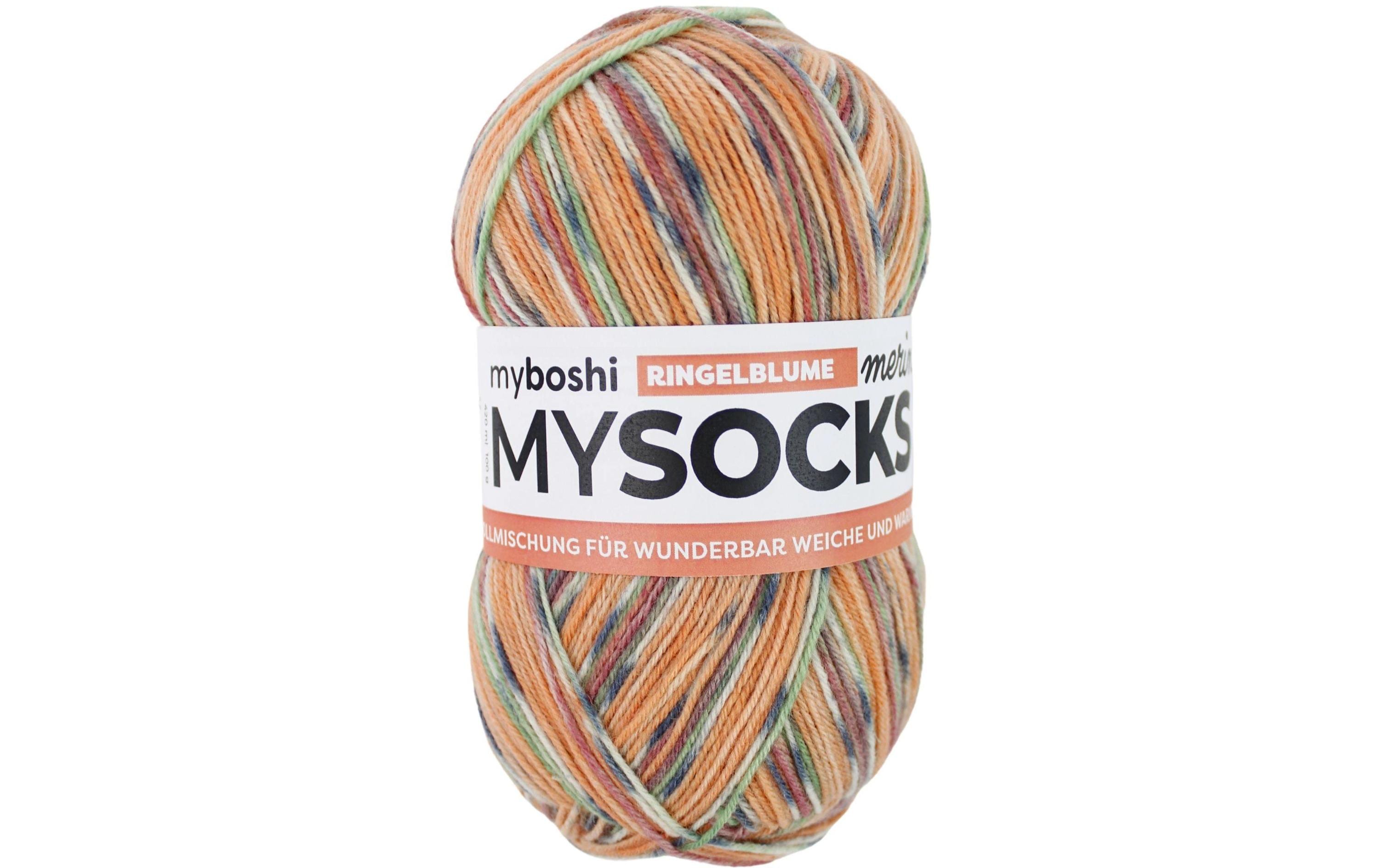 myboshi mysocks Merino Ringelblume 75% wool, 25 % polyamide