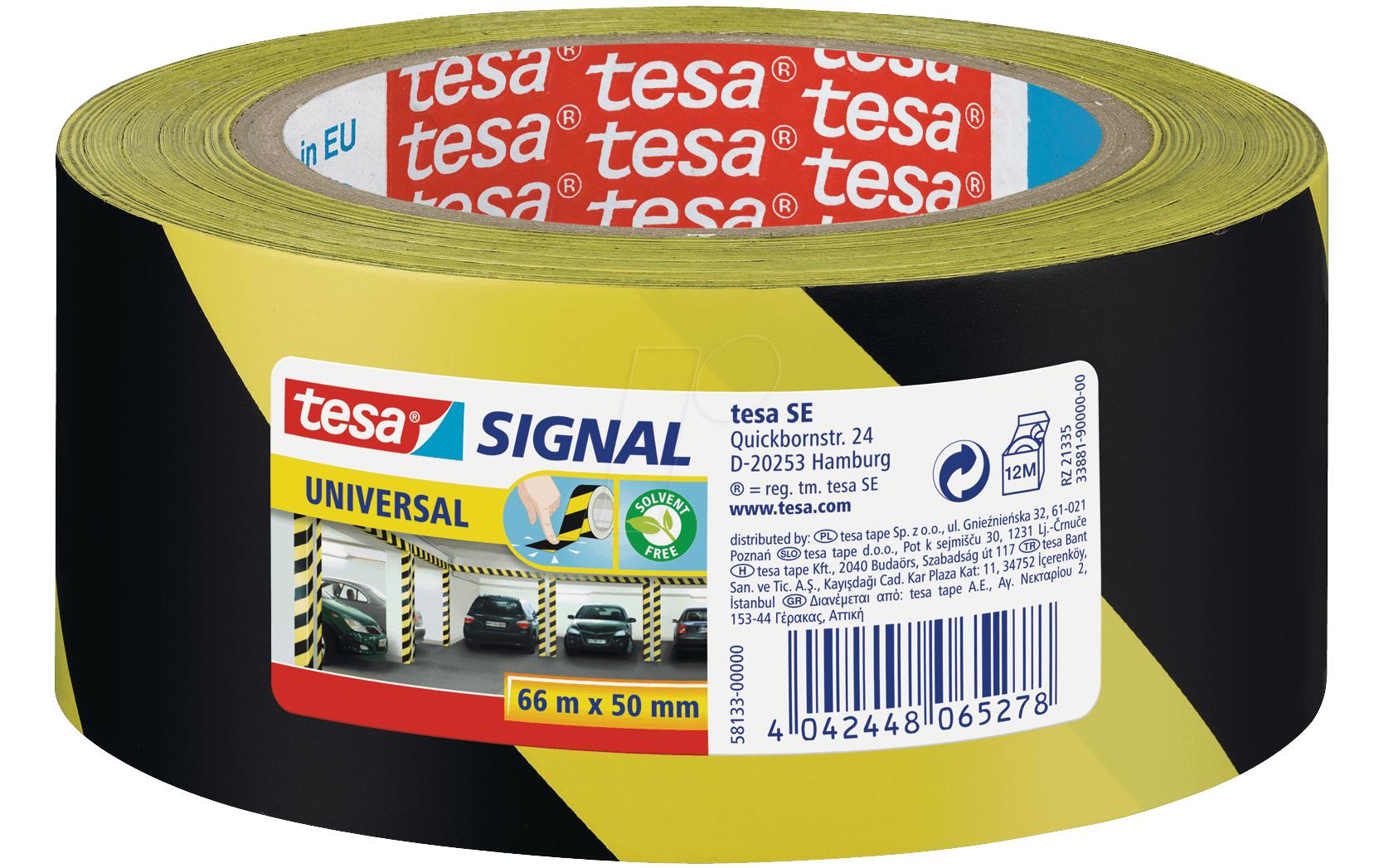 Tesa SIGNAL Universal Markierungsklebeband schwarz / gelb