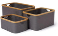 Lumaland Bambus Aufbewahrungsbox Set 3 Stk. rechteckig 3er-Set grau