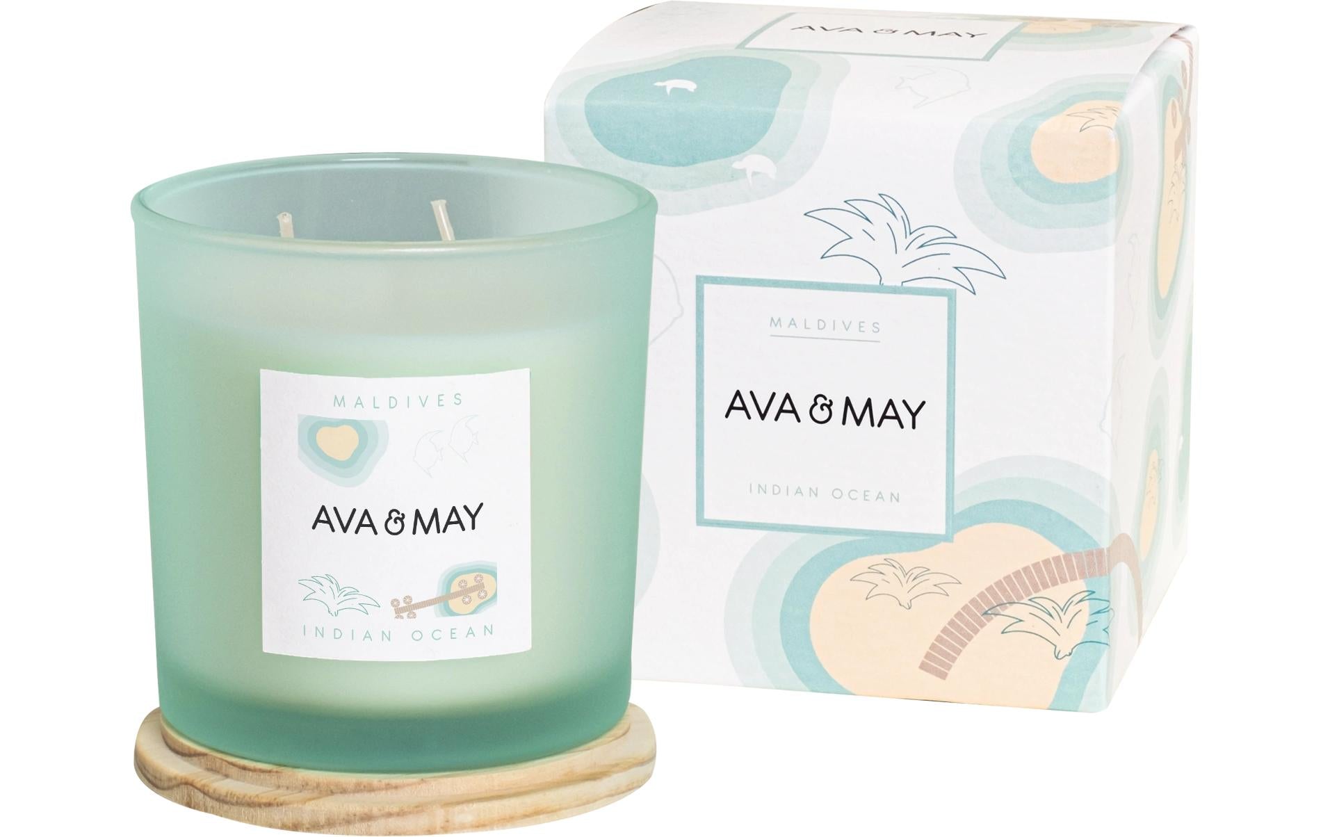 AVA & MAY Duftkerze Malediven, 380g Brenndauer ca. 55h, 10.9x11.5 cm (DxH)