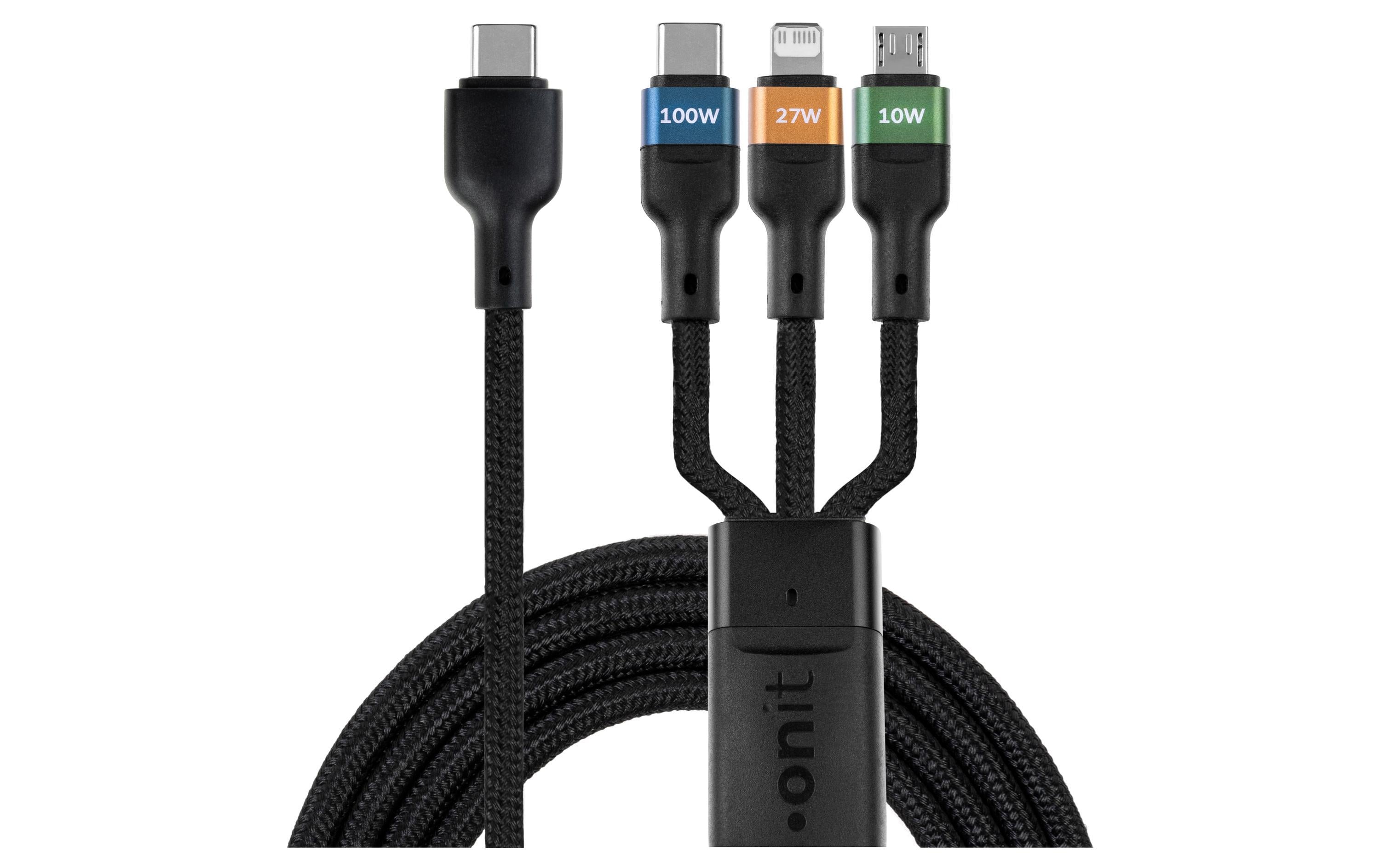onit USB-Multi-Kabel 0.5M 100W USB 2.0 / C zu C+L+M / schwarz