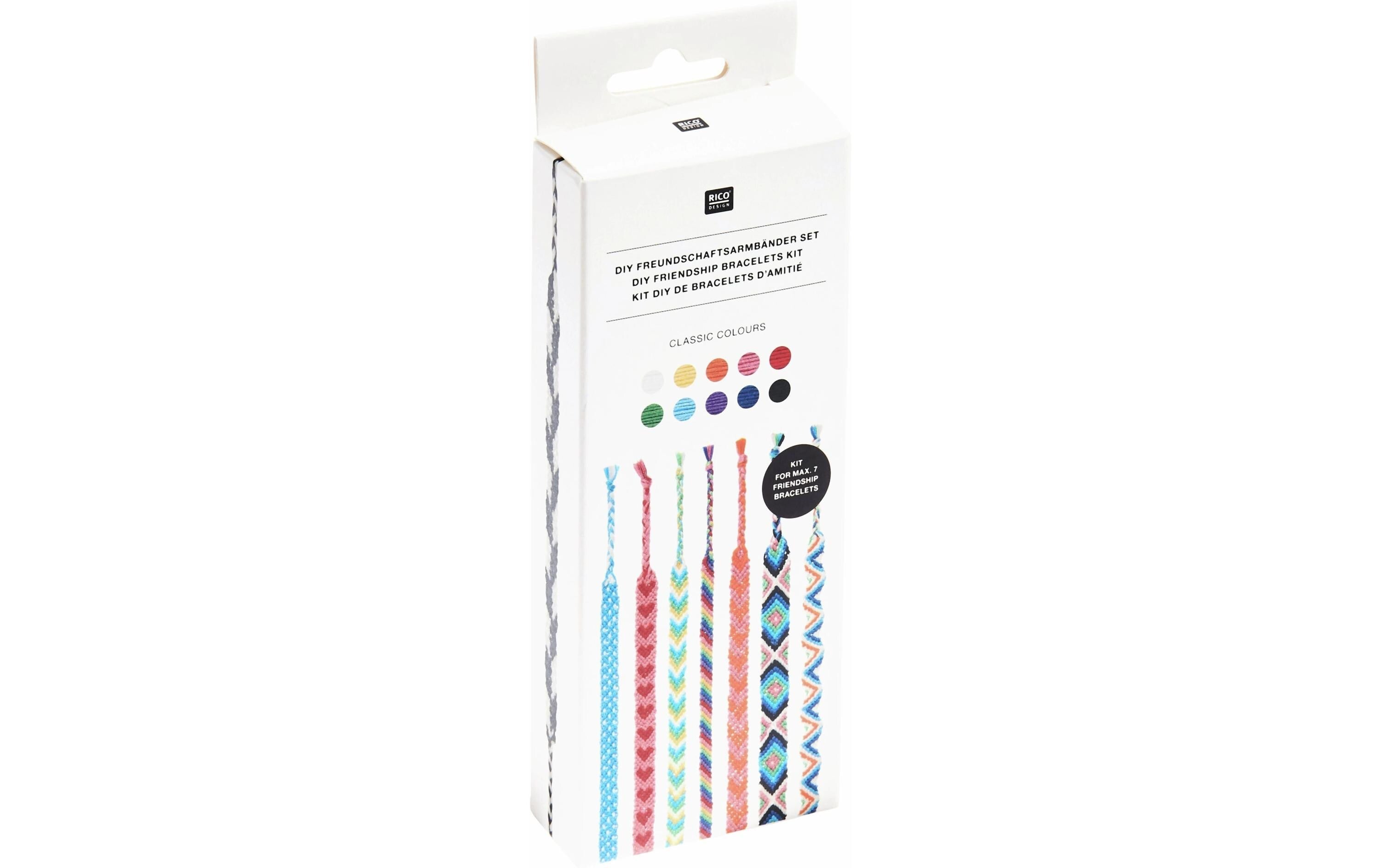 Rico DIY Freundschaftsarmbänder Set 10 x 8 m Stickgarn, Classic Colours