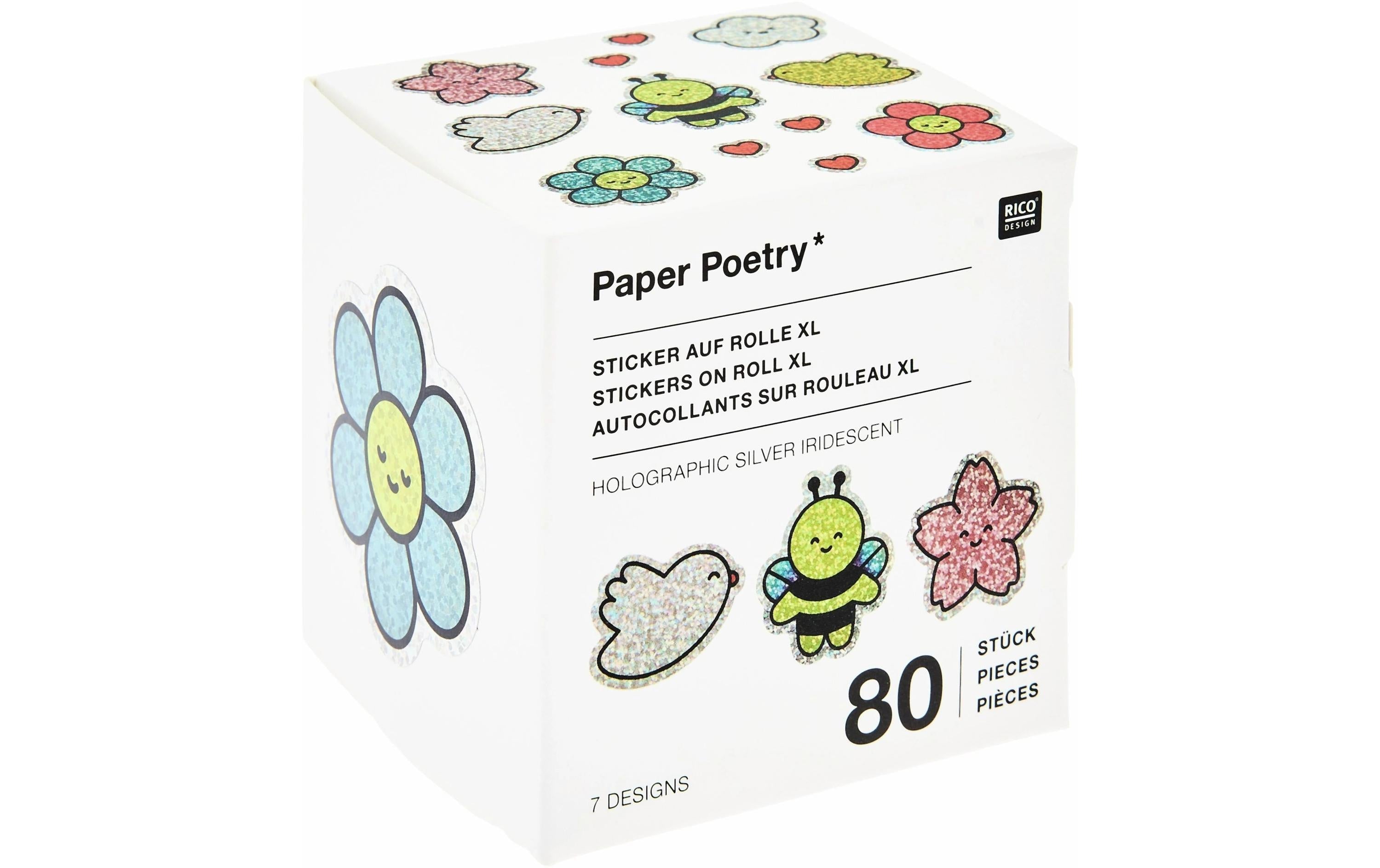 Rico Sticker Chingu, Blumen 80 Stk / Rolle, holografisch