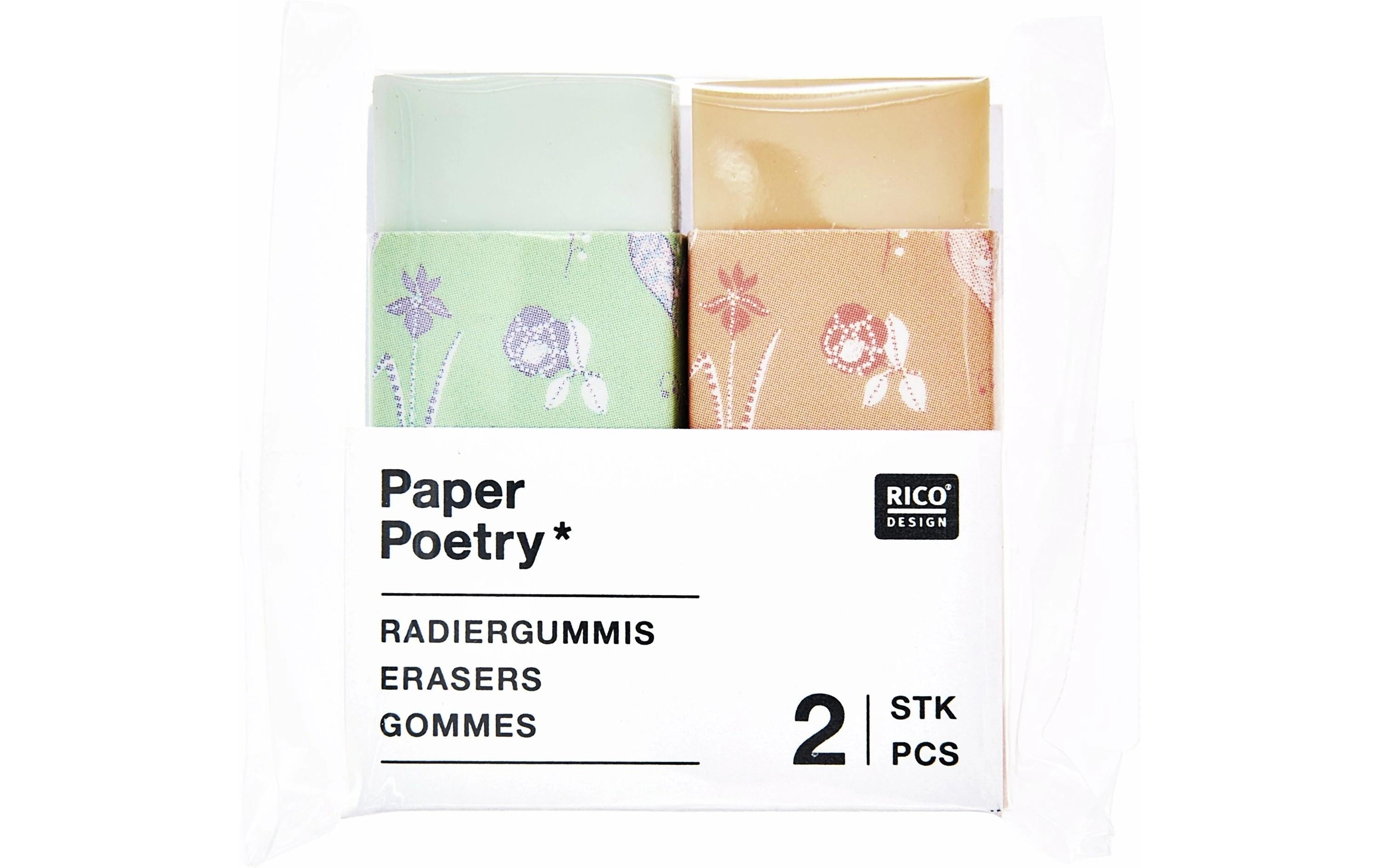 Rico Radiergummi Set Mint  /  Peach 10 x 18 x 45 mm, 2 Stk