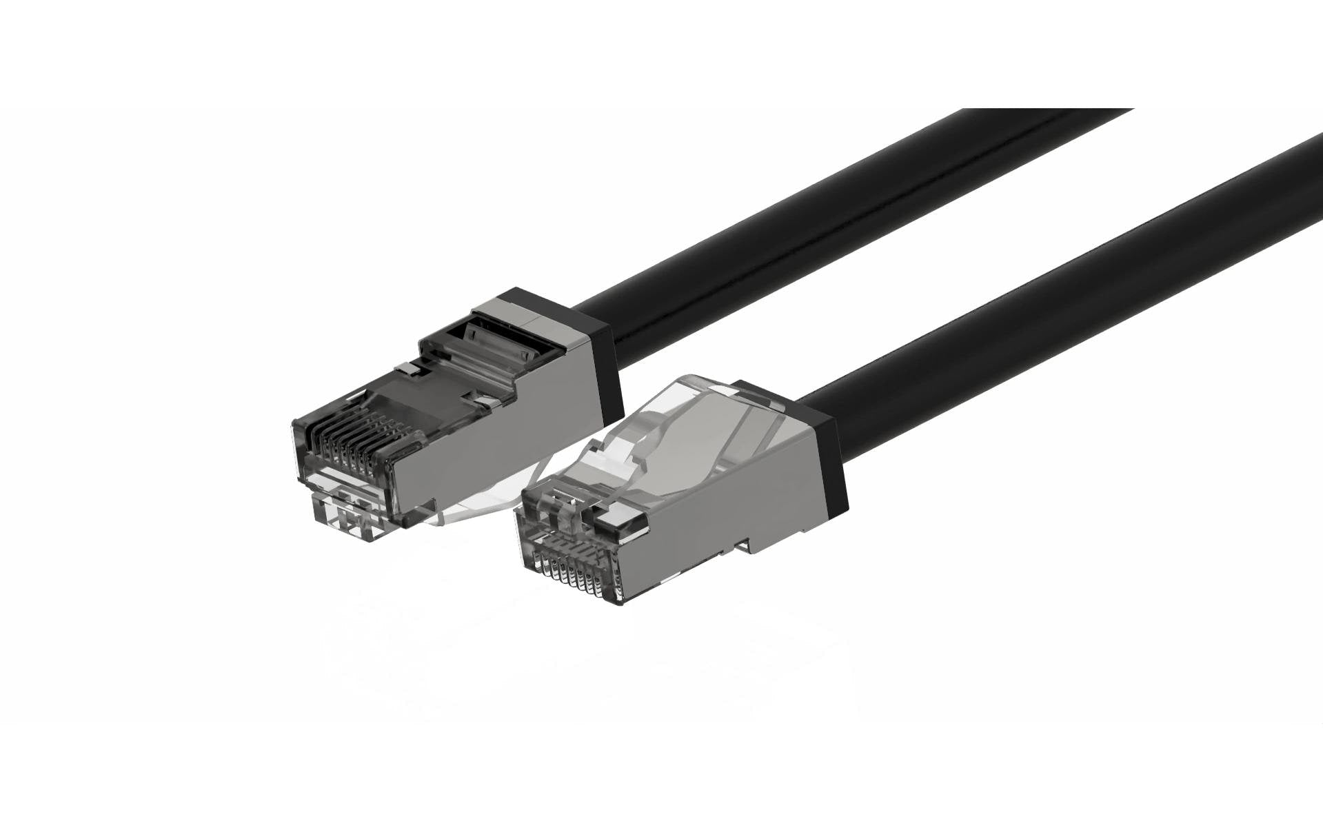 Wirewin Patchkabel: S/FTP, 10m, schwarz Cat.6A, PUR, 6mm, AWG26, Outdoor