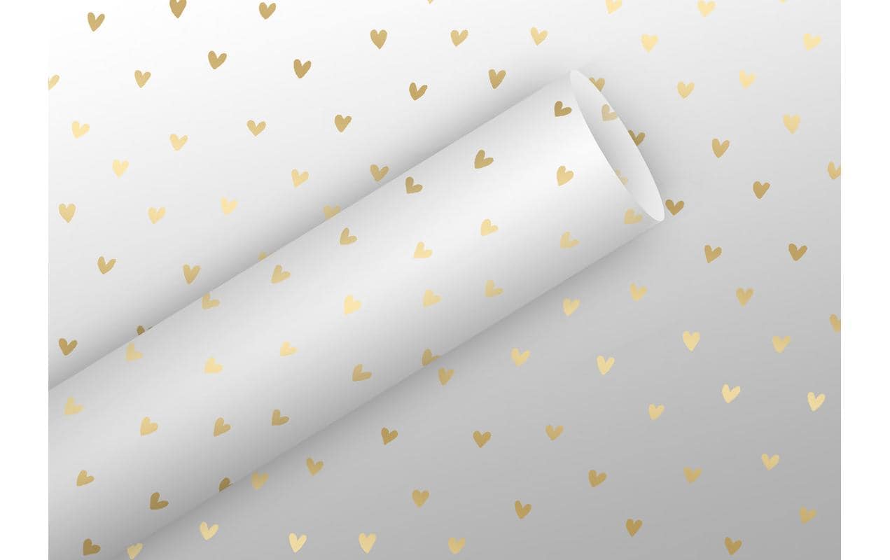 B+C Geschenkfolie 2,5mx70cm 30 mic, Herzen, gold