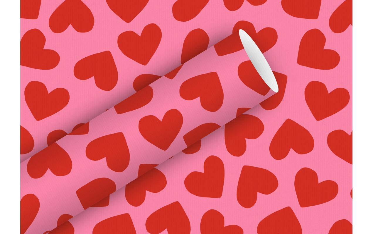 B+C Geschenkpapier 2mx70cm 70 gm2, Herzen pink