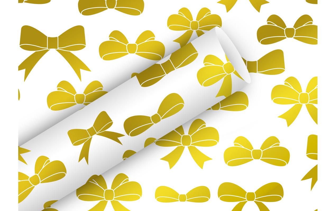 B+C Geschenkpapier 1,5mx70cm 83 gm2, Schleifen gold